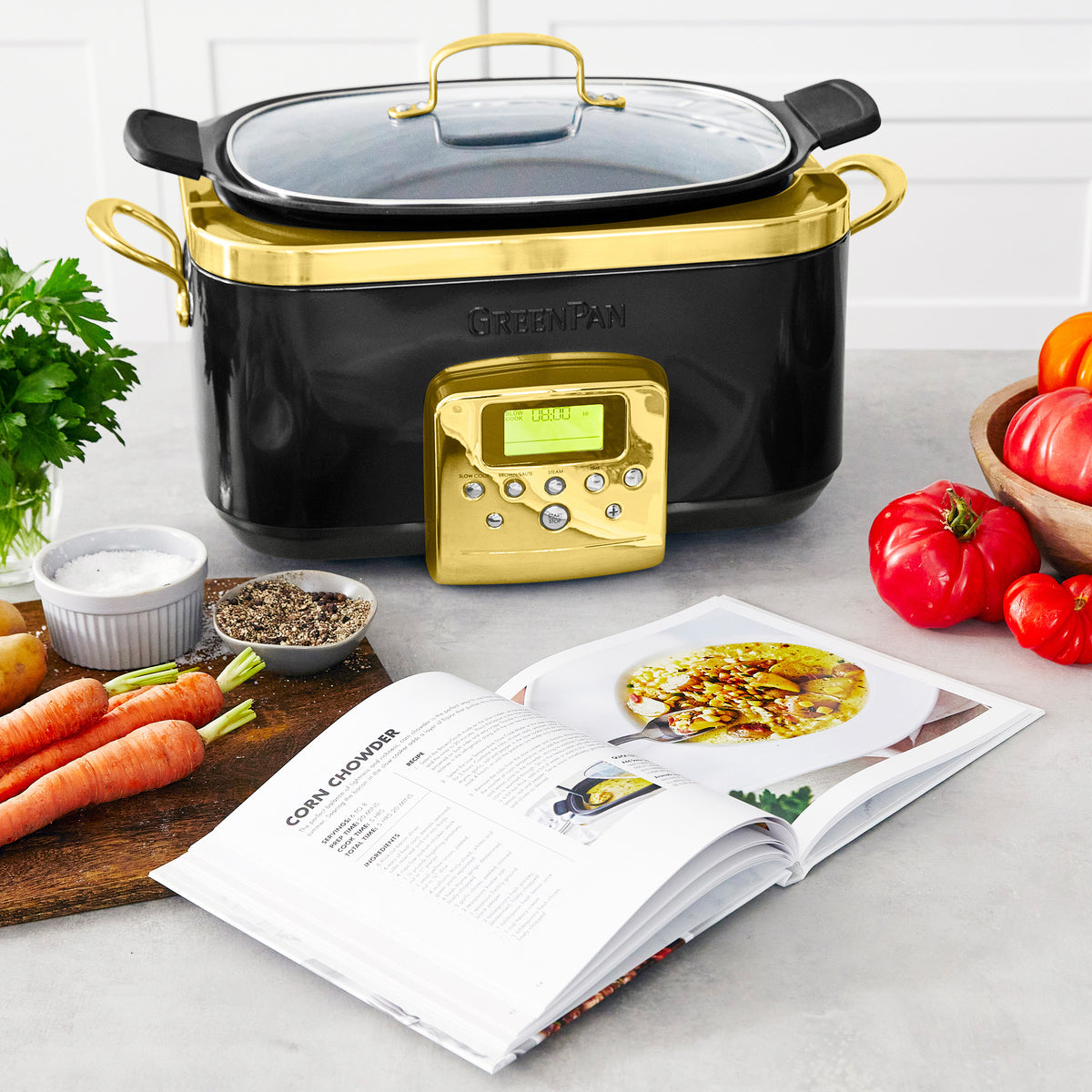 Elite Reserve 6 Quart Slow Cooker - Programmable Crock Pot with Digital Timer, Stainless Steel - Perfect for Family Dinners, Meal Prep & Party Buffets
