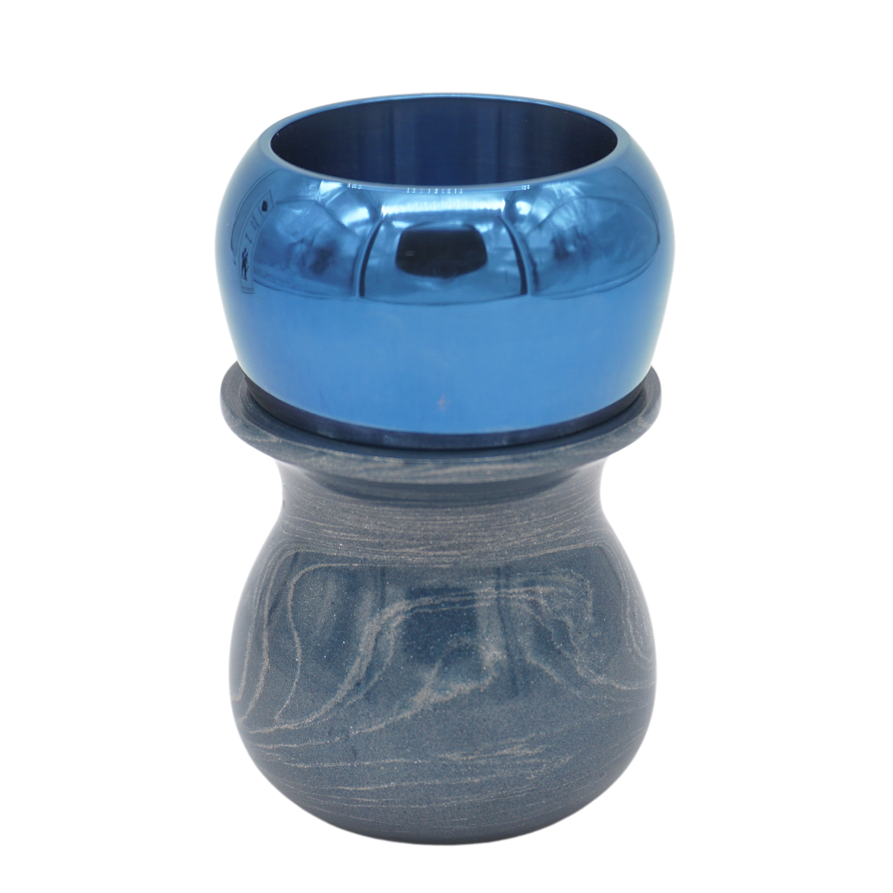 Premium Blue Bronze & Aluminum Handcrafted Shaving Brush Handle - Fits 28mm & 30mm Knots - Perfect for Wet Shaving & Grooming Gifts for Men