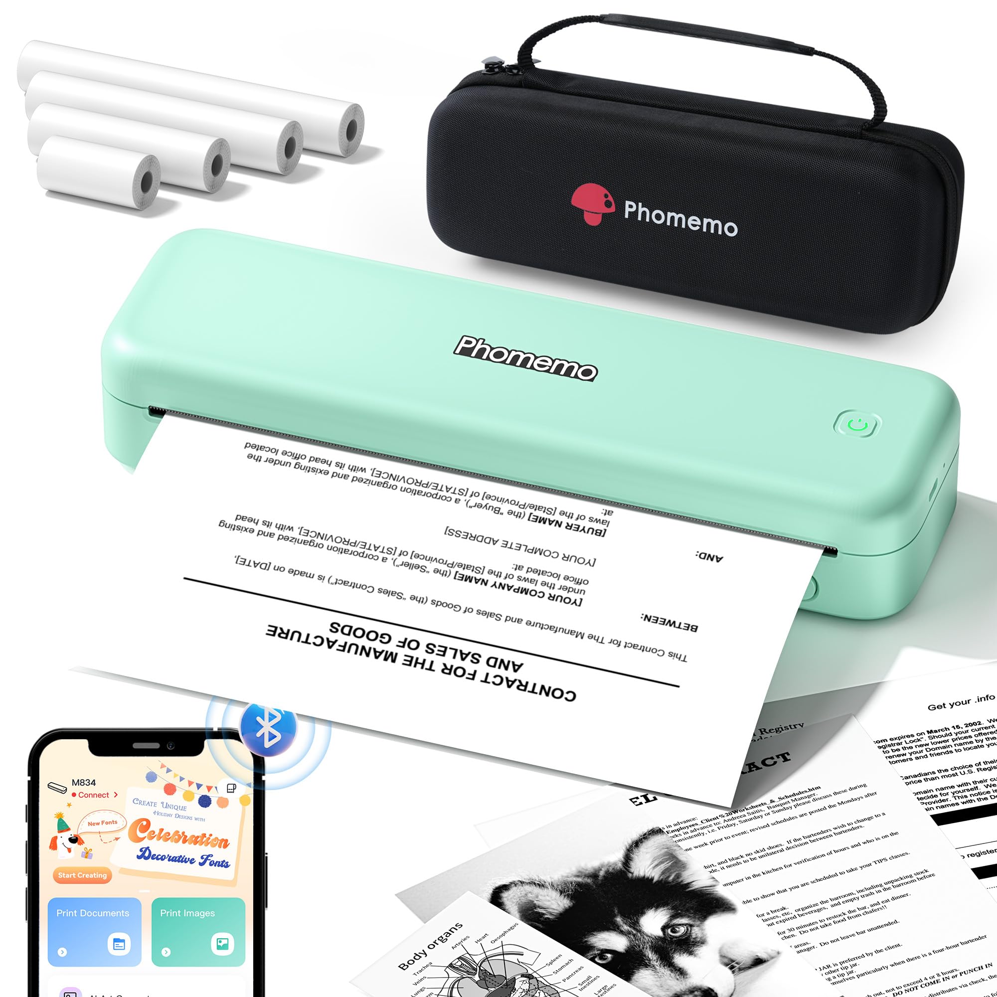 Phomemo M834 Wireless Bluetooth Thermal Printer - Portable Inkless Printer for Travel, Office, School & Home | 8.5