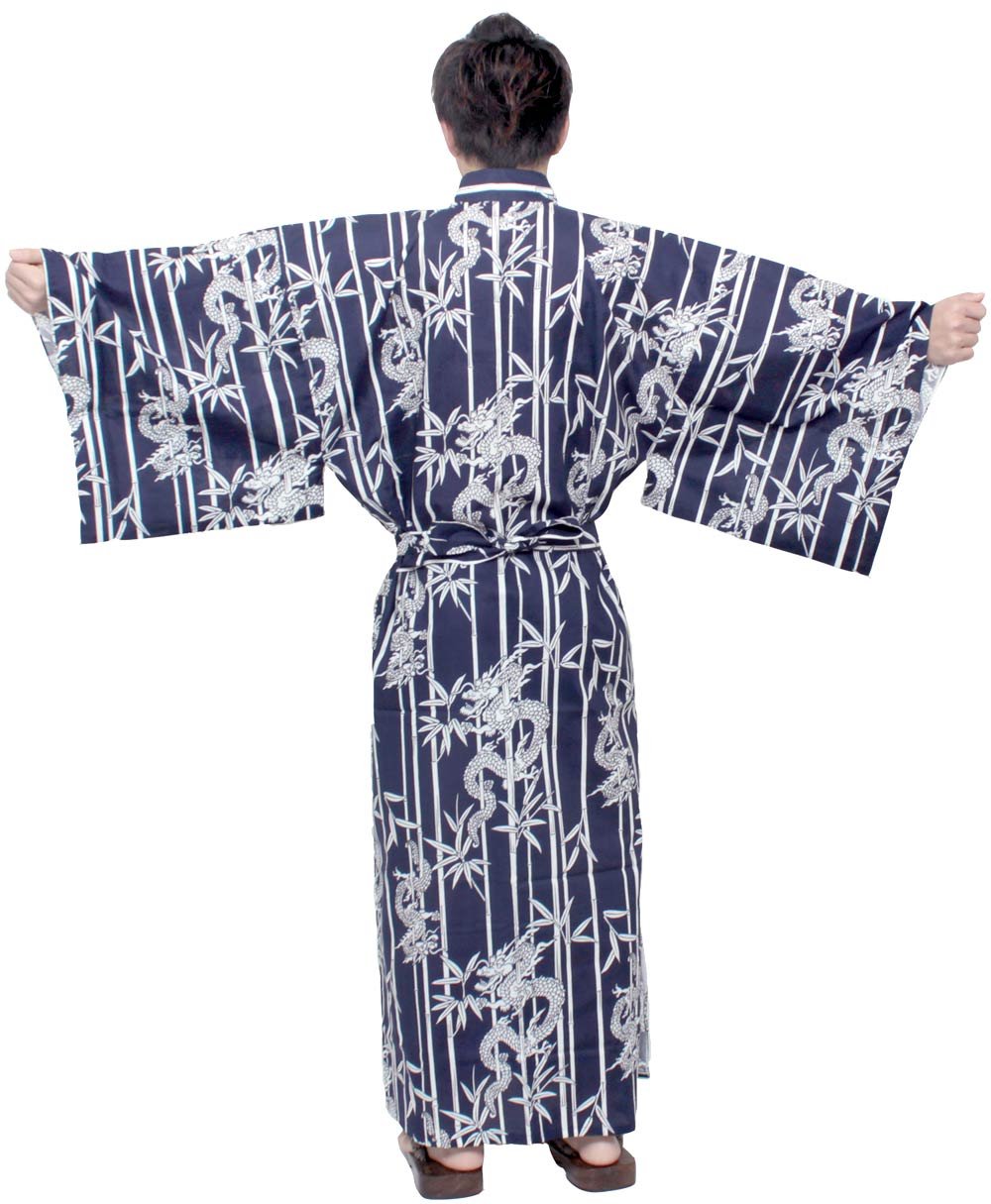Japanese Kimono Yukata for Men - Long Cotton Robe (Large Size 60