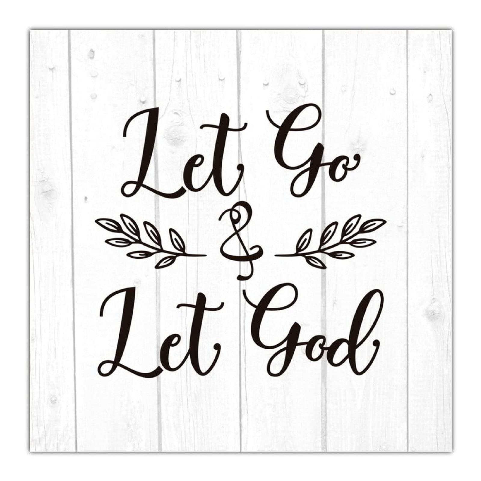 Vintage Wooden Wall Plaque - Let Go and Let God Rustic Farmhouse Sign with Funny Quote - Home Decor for Christmas, Living Room, Bedroom & Entryway