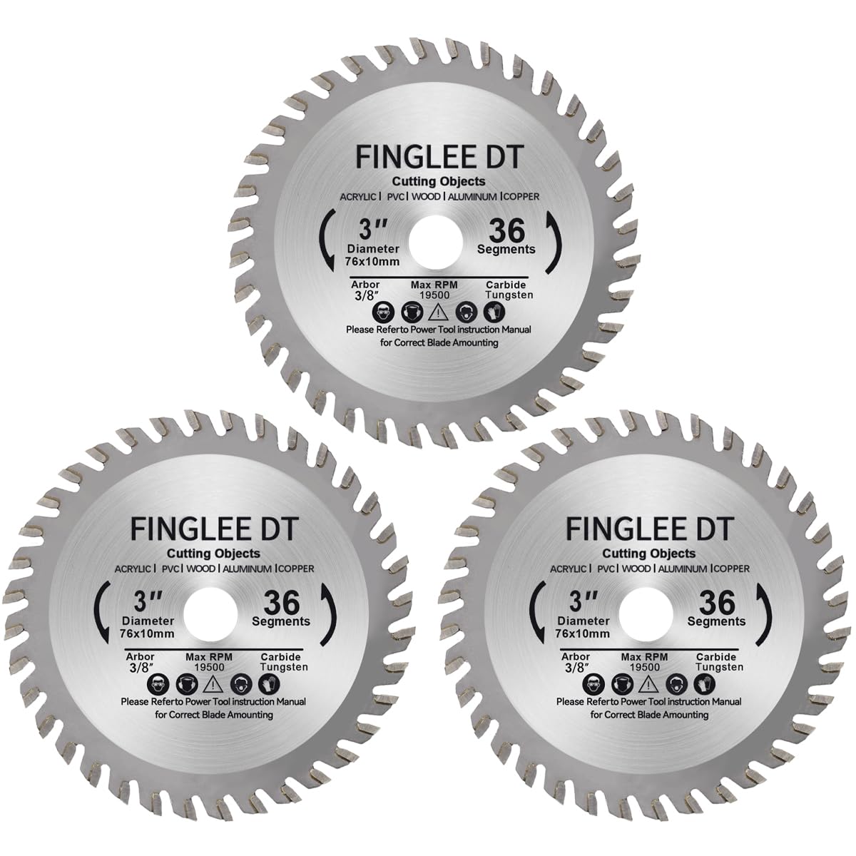3PCS 3-Inch 36T TCT Circular Saw Blades for Woodworking - Premium Tungsten Carbide Wood Cutting Blades for Table Saws, Miter Saws & DIY Projects