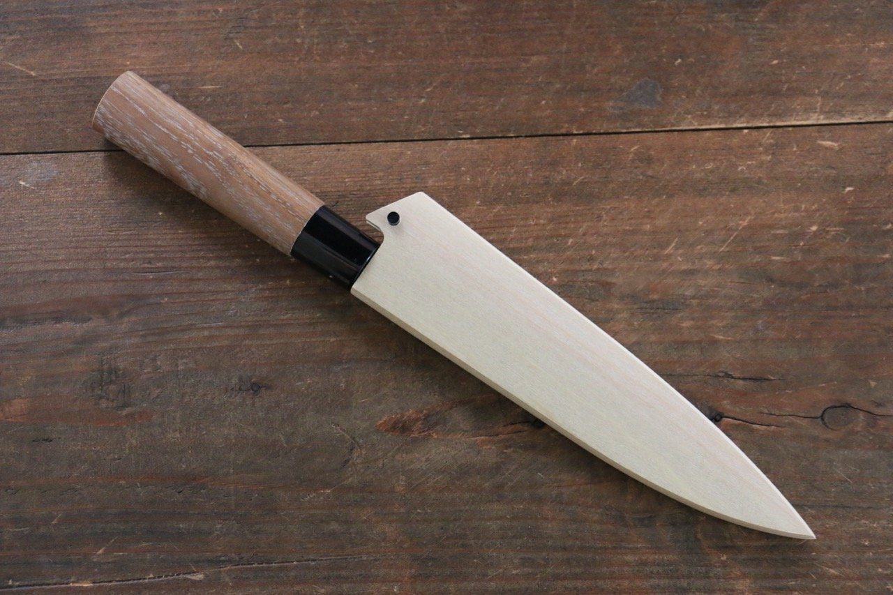Premium Magnolia Saya Sheath for 135mm Petty Chef Knife - Wooden Pin Protection - Nashiji Finish - Perfect for Kitchen Storage & Japanese Knife Safety