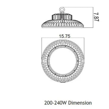 200W LED UFO High Bay Light - 5000K Daylight White - 200 Watt Energy Efficient Commercial Lighting for Warehouses, Factories & Garages