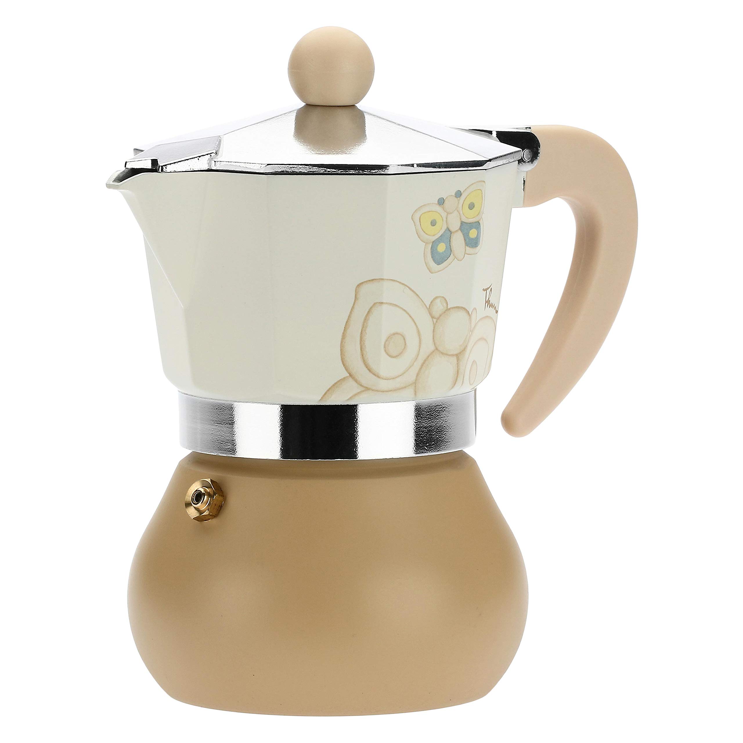 THUN Elegance Line Butterfly Decorated Modern Coffee Maker - Aluminum Kitchen Accessories - 8 x 8 x 13 cm - Perfect for Home Decor & Coffee Lovers