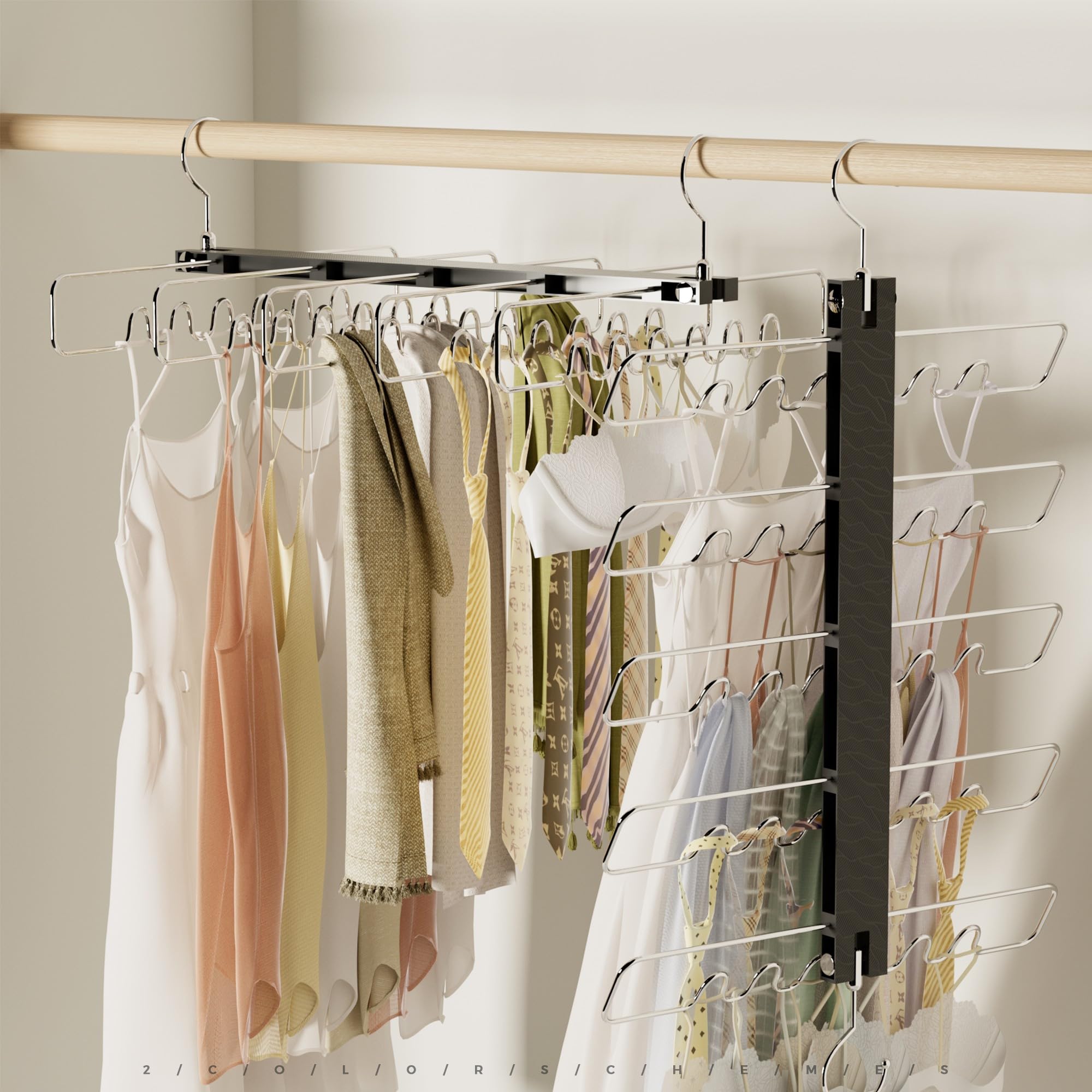 2 Pack Non-Slip Bra Hangers - Space Saving Tank Top & Swimwear Organizer for Closet - Perfect for Sports Bras, Camisoles, Strappy Dresses & Ties Storage (Ideal for Gym Locker, Travel & Home Organization)