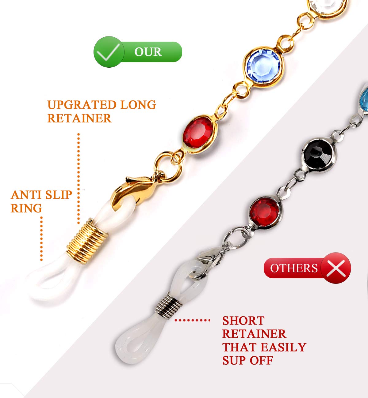 FEISEDY Women's Eyeglass Lanyard - Stylish Reading Glasses Holder for Work & Travel