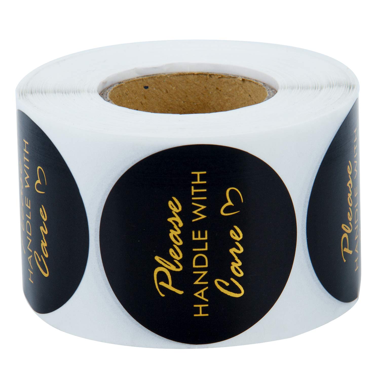 WRAPAHOLIC Premium Gold Foil 'Please Handle with Care' Stickers - 2x2 Inch Business Thank You Labels (500 Pack) - Perfect for Shipping Packages, Ecommerce Orders & Gift Wrapping