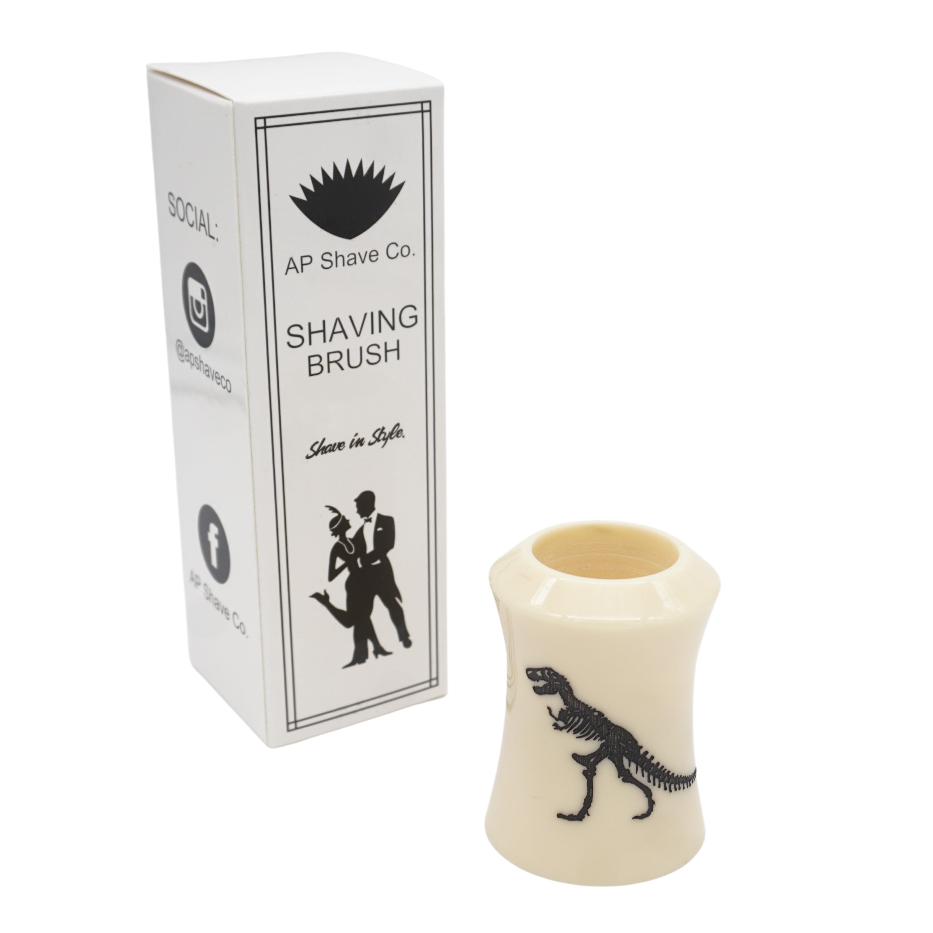 Premium Dinosaur Etched Ivory Handle Shaving Brush - Fits 24mm & 26mm Knots - Perfect for Wet Shaving & Grooming Gifts for Men