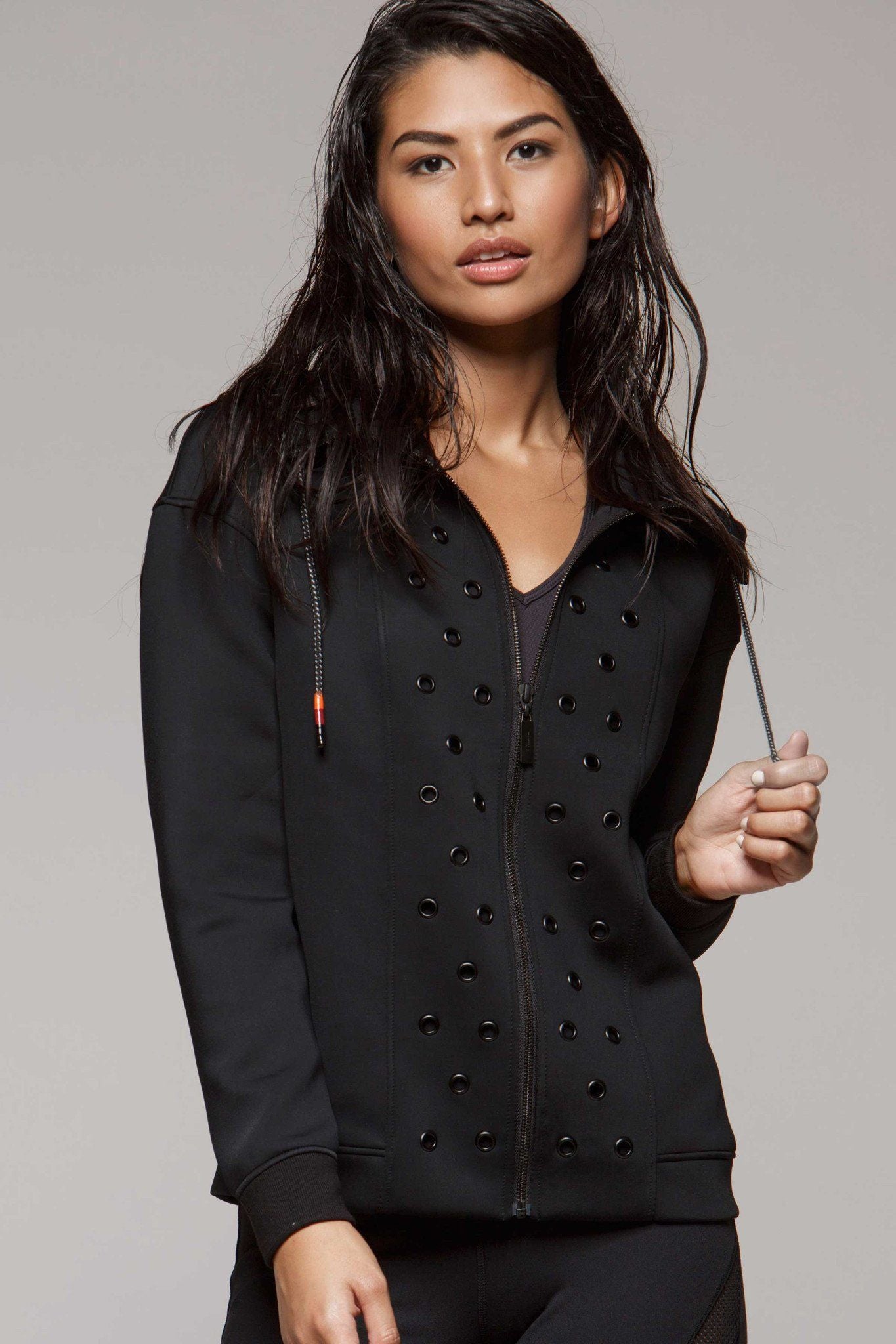 Stylish Studded Neoprene Hoodie for Men & Women - Trendy Streetwear Fashion for Casual Outfits, Gym Wear & Outdoor Activities