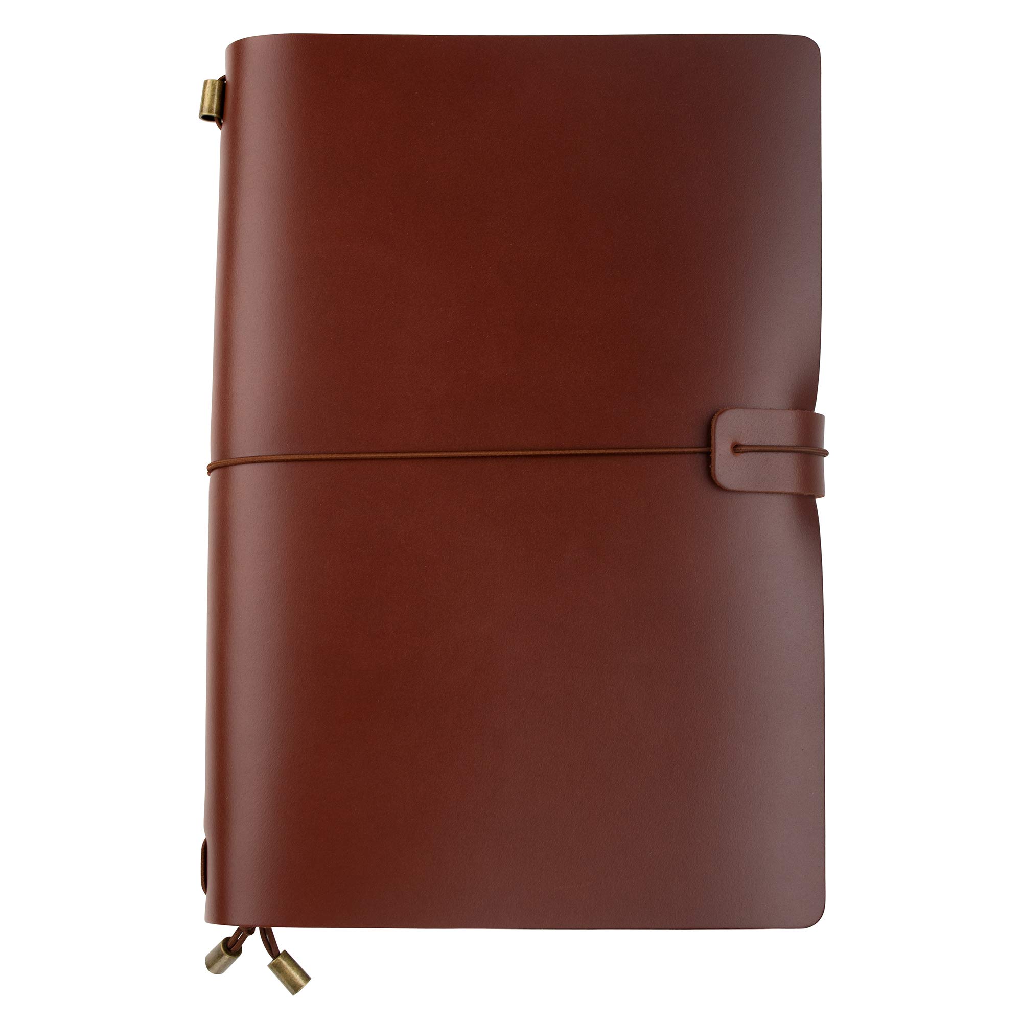 Ancicraft A5 Refillable Leather Travel Journal - Travelers Notebook for Men & Women with 3 Inserts (Blank, Lined, Grid Papers) + PVC Pouch - Red & Brown - Perfect for Adventure Logging, Daily Planning & Gift Giving
