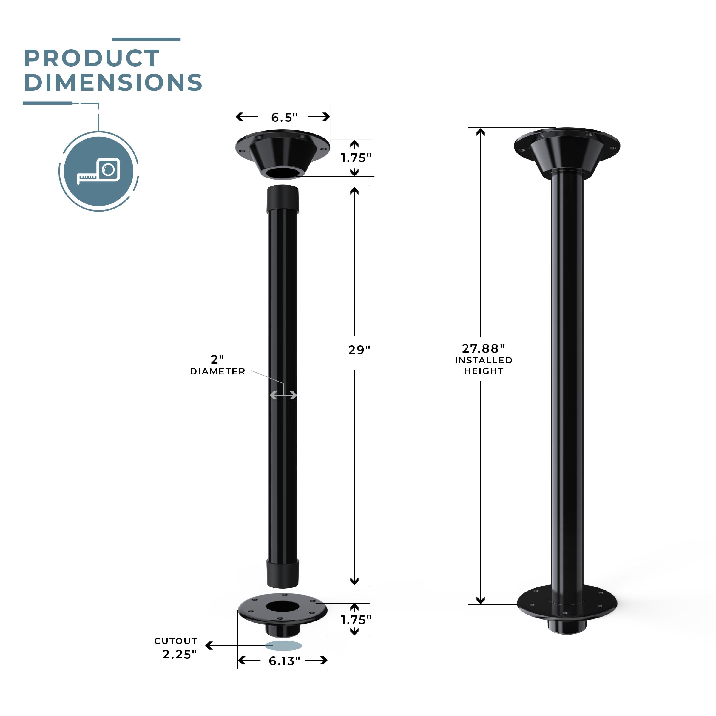 Manufacturers' Select ITC RV or Boat Table Leg System - 2 Complete SurFit 29