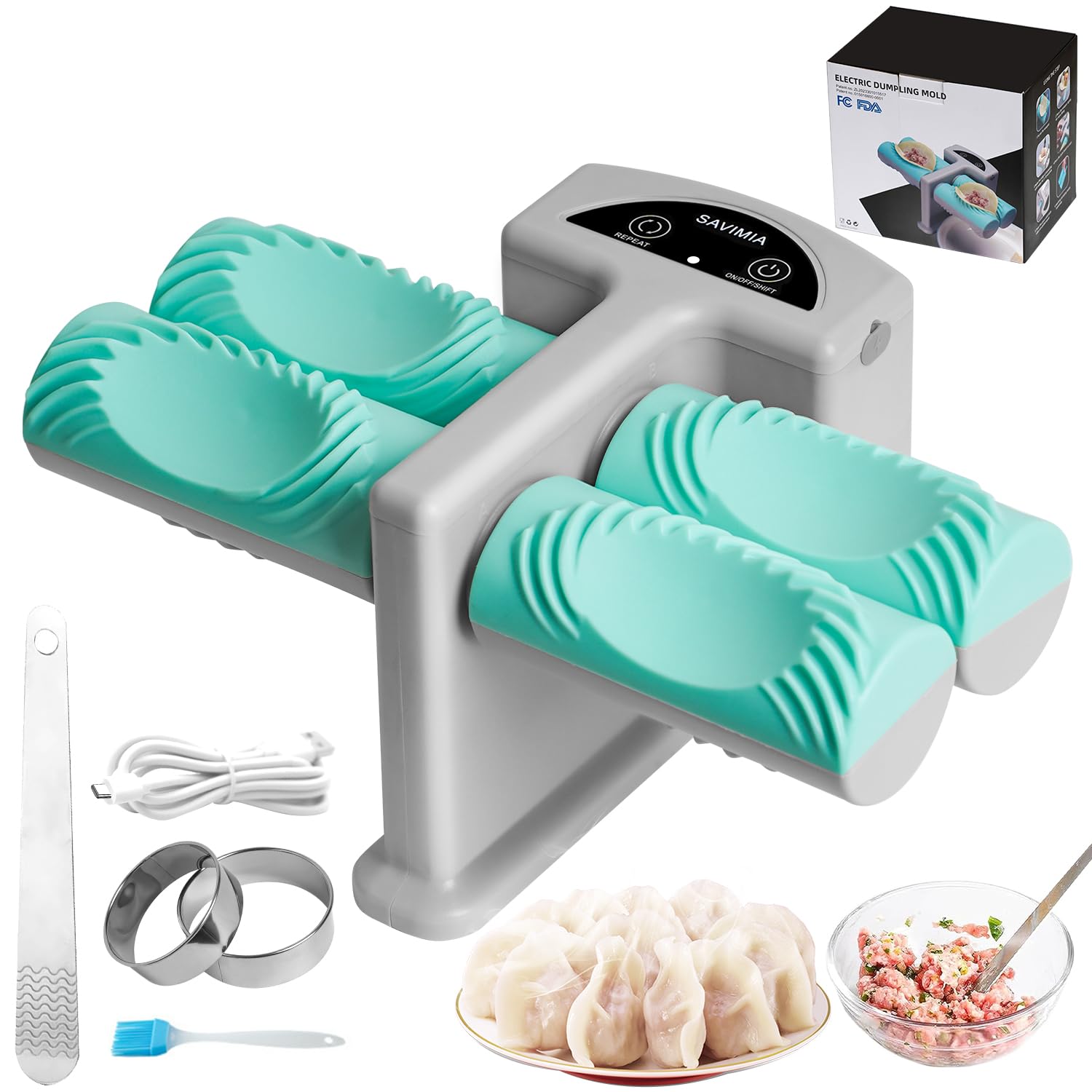 Electric Dumpling Maker Machine - Automatic Dumpling Maker with 2 Molds & 4 Rollers for Perfect Homemade Dumplings | Kitchen Appliance for Asian Cuisine, Party Cooking & Family Meal Prep