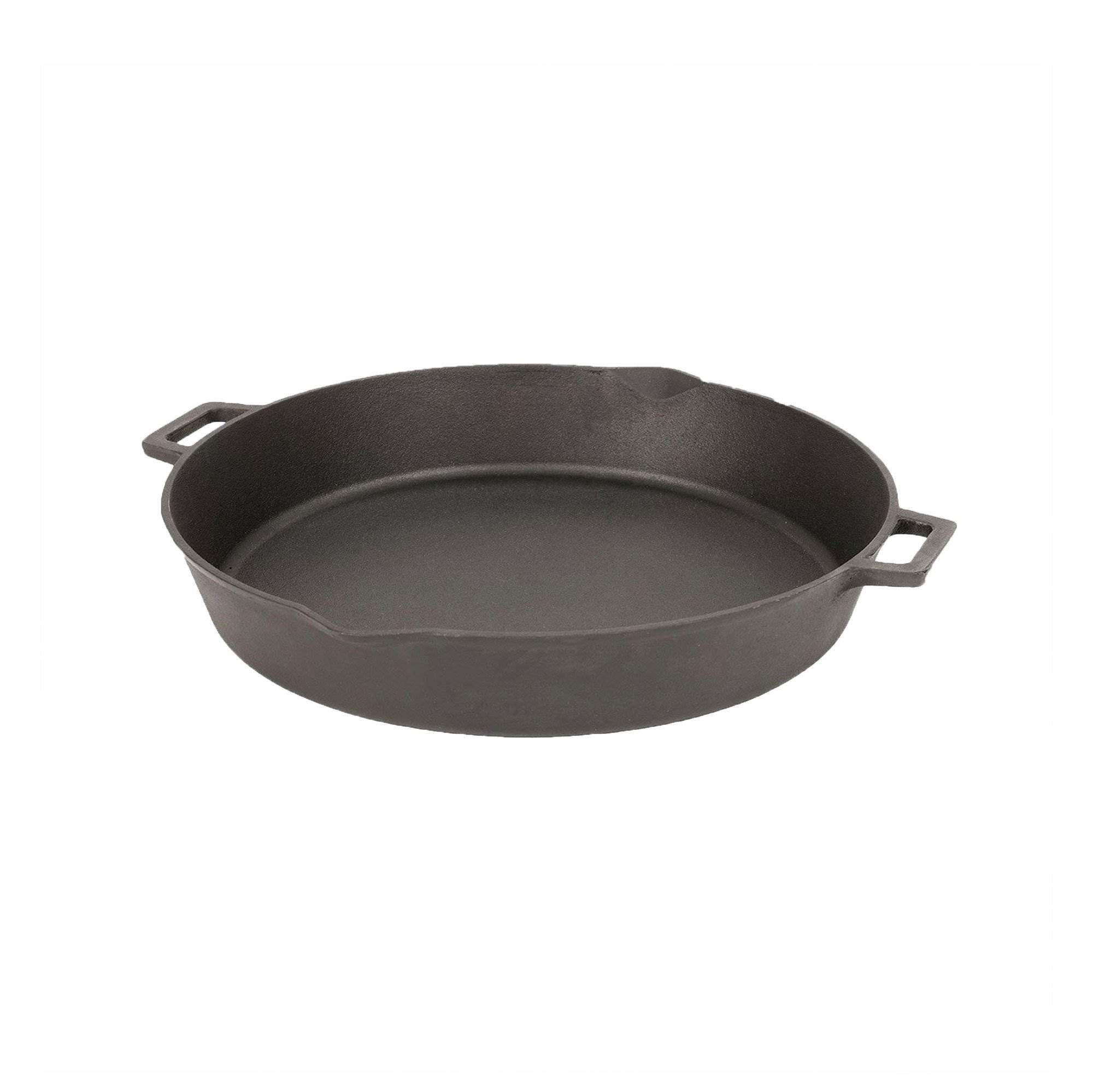 Bayou Classic 16 Inch Cast Iron Skillet & Dutch Oven - 2 Pack, Pre-Seasoned, Oven & Stovetop Safe for Camping, Grilling & Home Cooking - Black