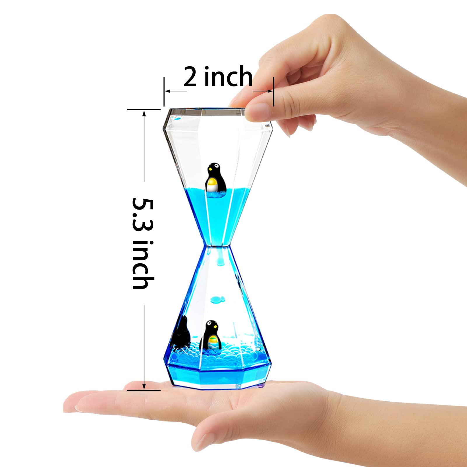 FKYTION Liquid Motion Bubbler, Diamond Penguin Timer & Moving Sand Art - 3-Pack Relaxing Desk Toys for Stress Relief, ADHD & Office Decor | Perfect Gift for Kids & Adults | Calming Sensory Fidget Toys for Anxiety Relief & Focus