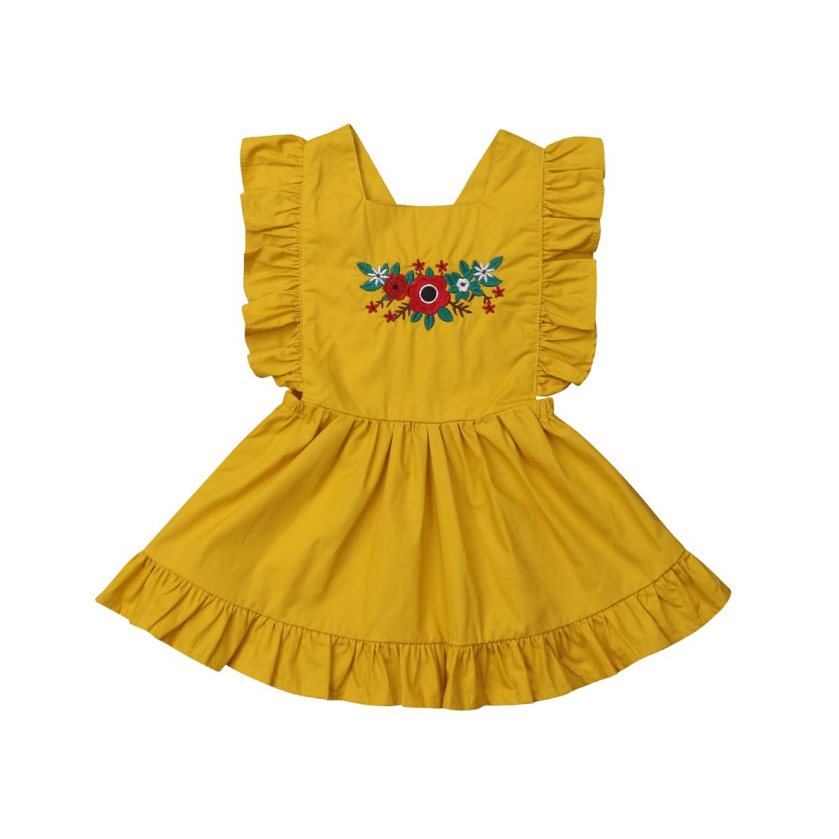 Wrrkayly Newborn Baby Girls Floral Ruffle Dress - Sleeveless Square Neck Summer Outfit for Photoshoots, Parties & Special Occasions
