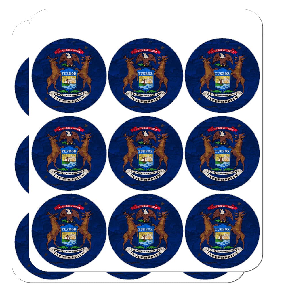 Vintage Michigan State Flag Stickers - USA Themed Planner Calendar, Scrapbooking & Crafting Supplies - Perfect for DIY Journals, Bullet Notebooks & Home Decor Projects