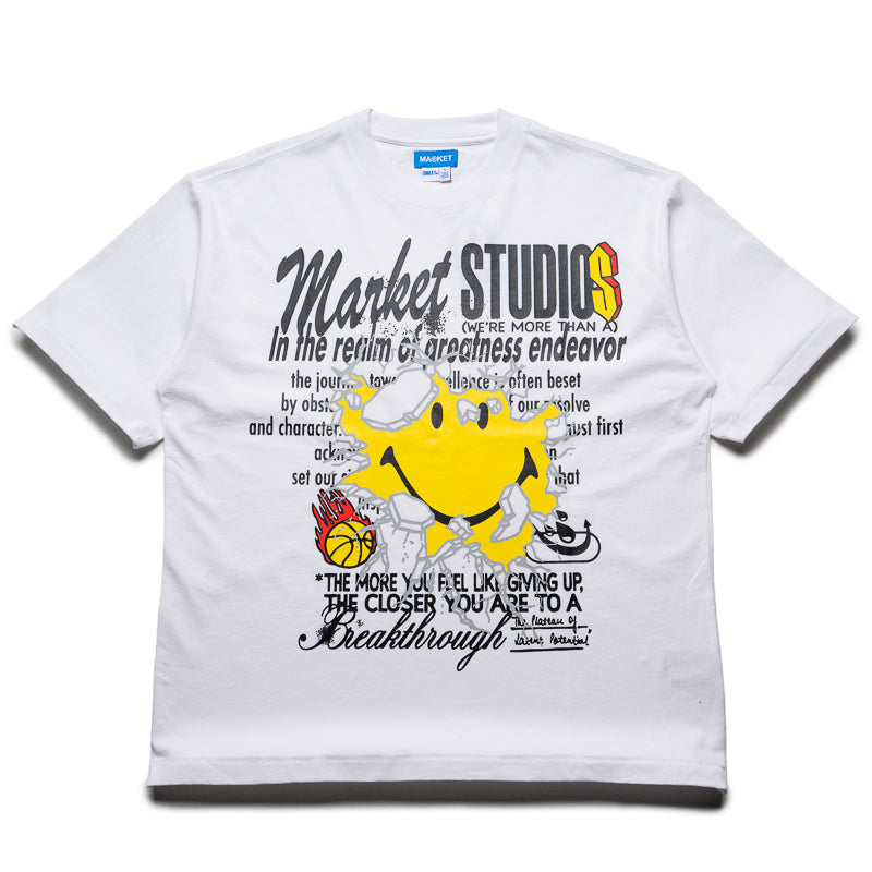 Market Smiley Greatness T-Shirt - White | Trendy Graphic Tee for Casual Wear & Street Style