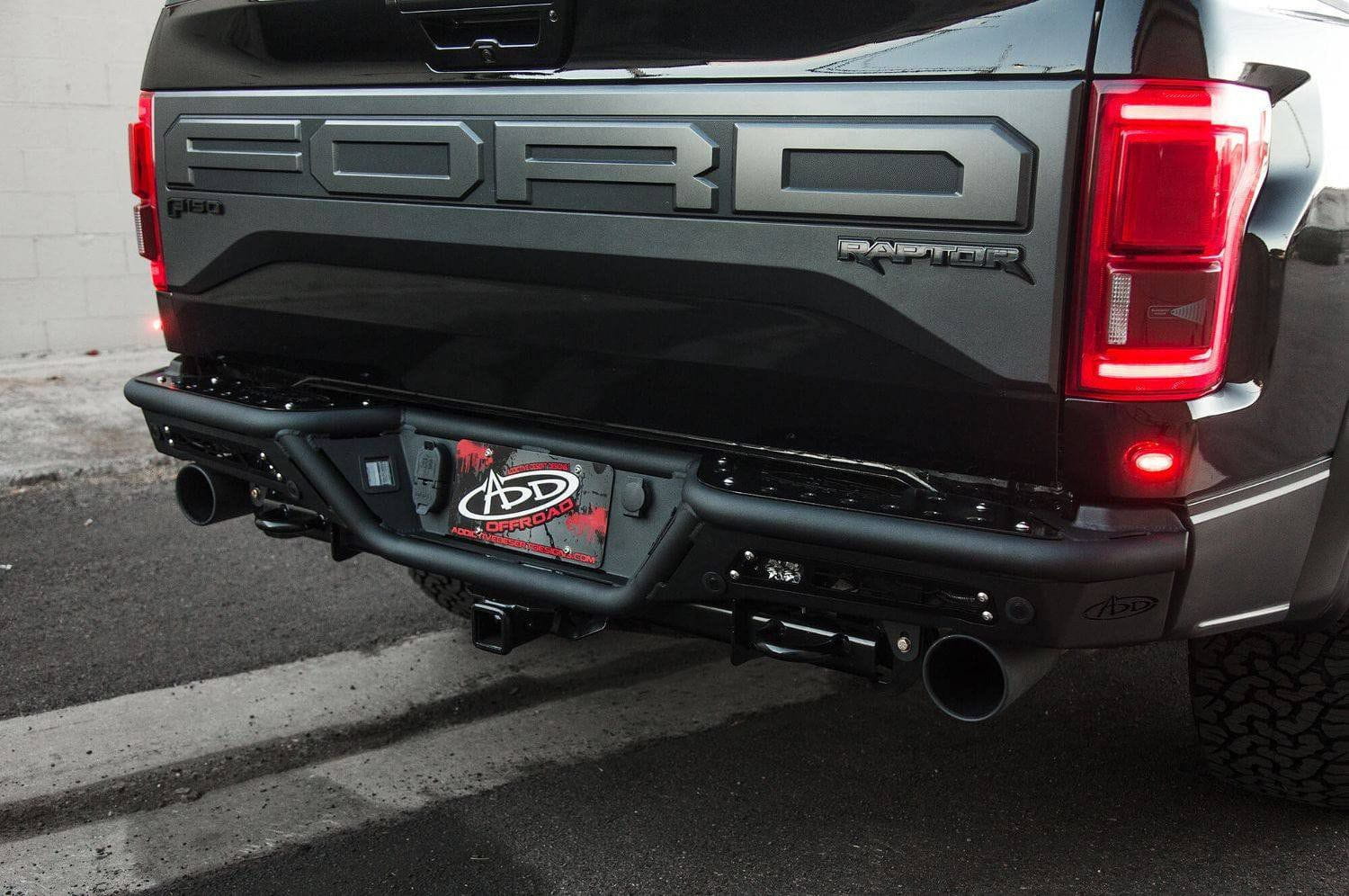 2017-2020 Ford F150 Raptor Stealth R Rear Bumper with Backup Sensor | Hammer Black Finish | Heavy-Duty Truck Bumper for Off-Road & Towing Protection