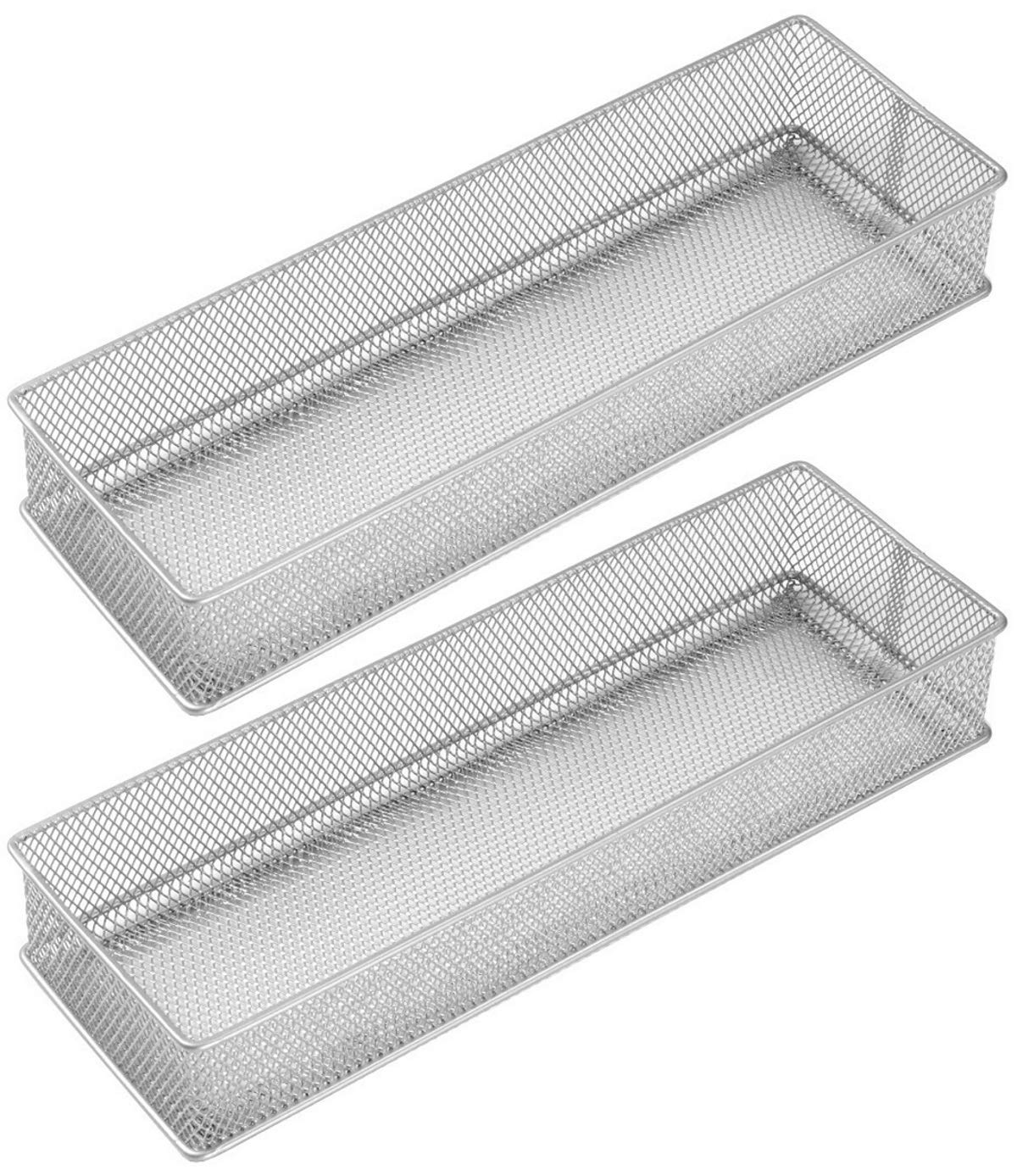 YBM HOME Silver Mesh Desk Drawer Organizer Tray - Multipurpose Storage Holder for Office Supplies, Makeup, Jewelry | Perfect for Home, Office & Vanity Organization (1588-2)