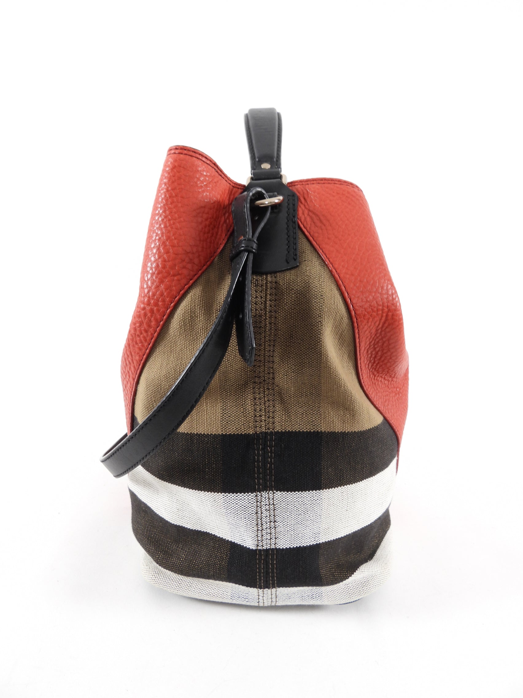 Burberry Red Canvas Check Two-Way Bucket Bag for Women | Fashionable Crossbody & Shoulder Bag | Perfect for Travel, Work & Daily Use