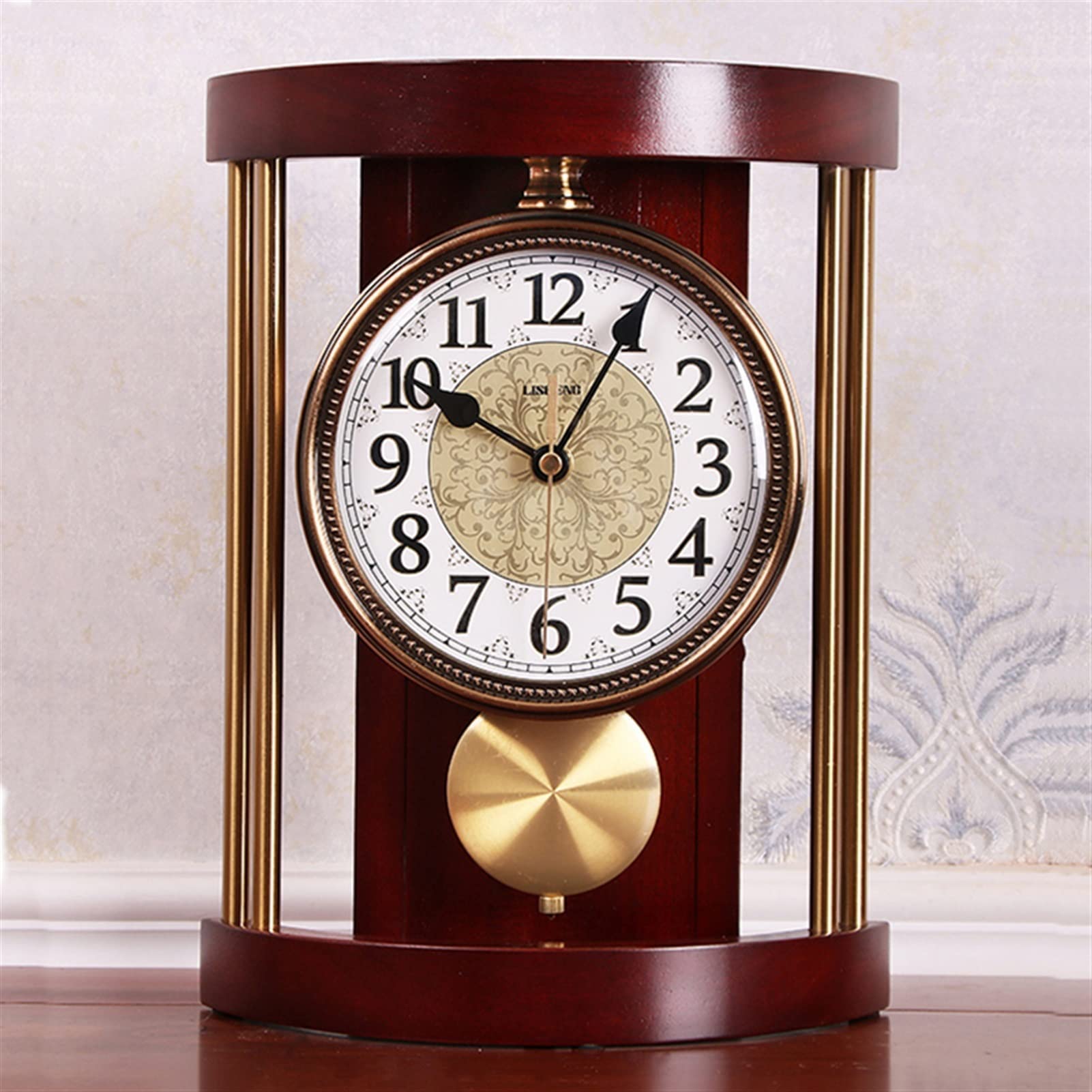 Vintage European Retro Solid Wood Table Clock - Classic Metal Wall Clock for Living Room & Office - Fashionable American Home Decor Desk Clock with Digital Alarm - Perfect for Home, Office, and Gift Giving