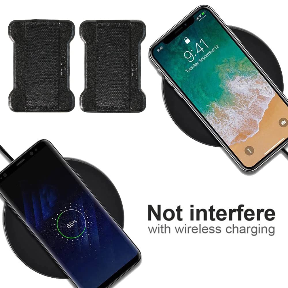 Universal Phone Grip Holder for Smartphones - 2 Pack Black Gold Sticky Phone Stand with Wireless Charging Compatibility - Perfect for Gym, Driving, Video Calls & Selfies