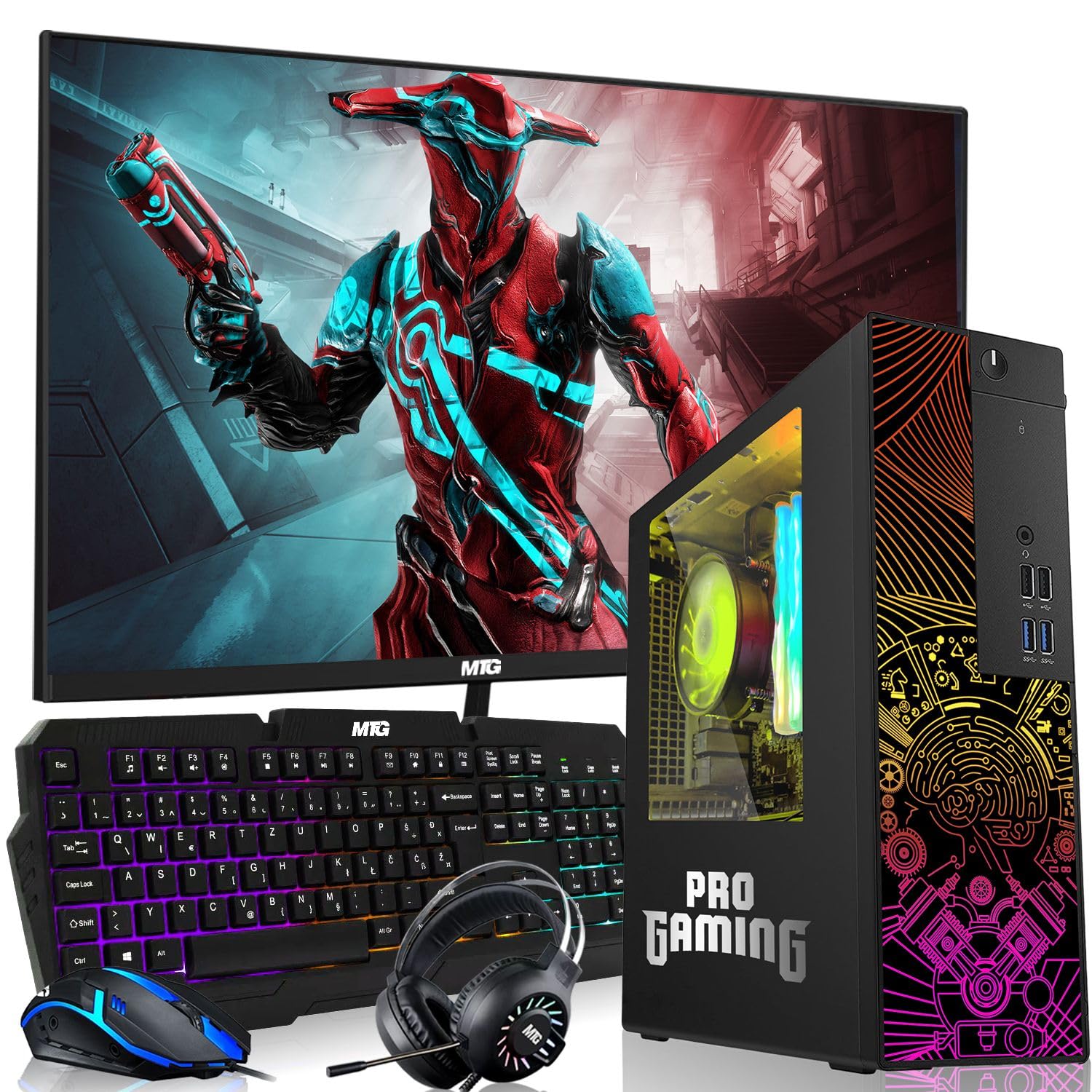 TechMagnet RGB Gaming Desktop PC - Intel Core i5, 32GB ARGB RAM, 512GB SSD, GT-1030 GPU, 27
