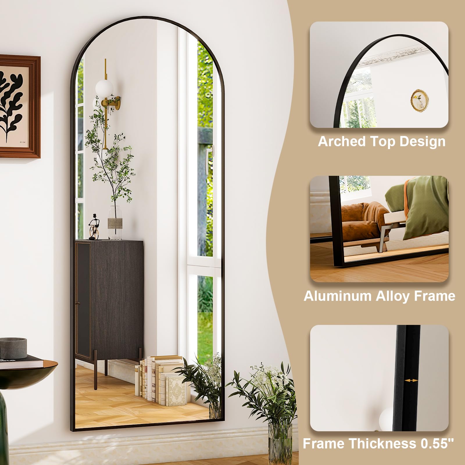 HARRITPURE 28x71 Inch Full Length Mirror with Aluminum Alloy Frame - Large Floor Standing Body Mirror for Bedroom, Living Room, Bathroom - Perfect for Home Decor, Outfit Check & Yoga Practice