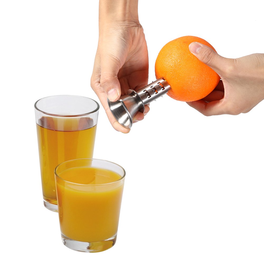 Premium Stainless Steel Manual Citrus Juicer - Handheld Orange Lemon Lime Squeezer for Fresh Juice - Perfect for Kitchen, Bar, Camping & Healthy Breakfast