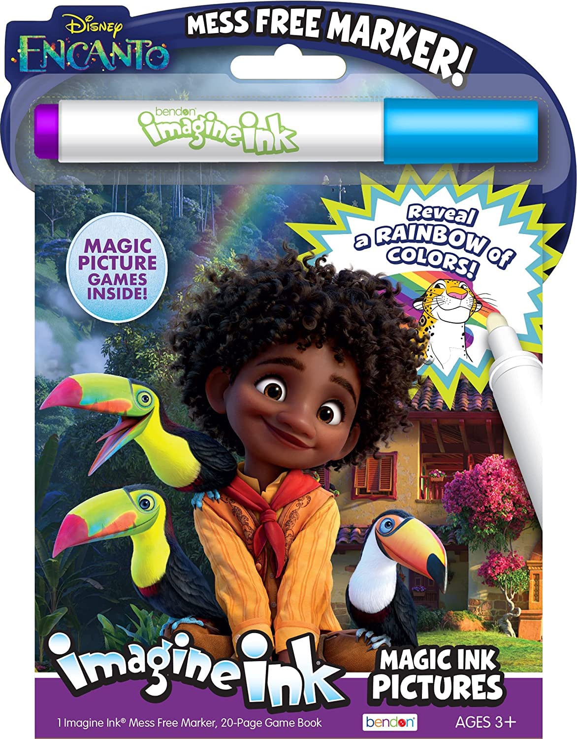 Disney Encanto & Raya and the Last Dragon Magic Ink Coloring Book Set for Kids - 2 Imagine Ink Books with Invisible Ink Pens, Moana Stickers & Stampers | Perfect for Travel, Birthday Gifts & Creative Playtime