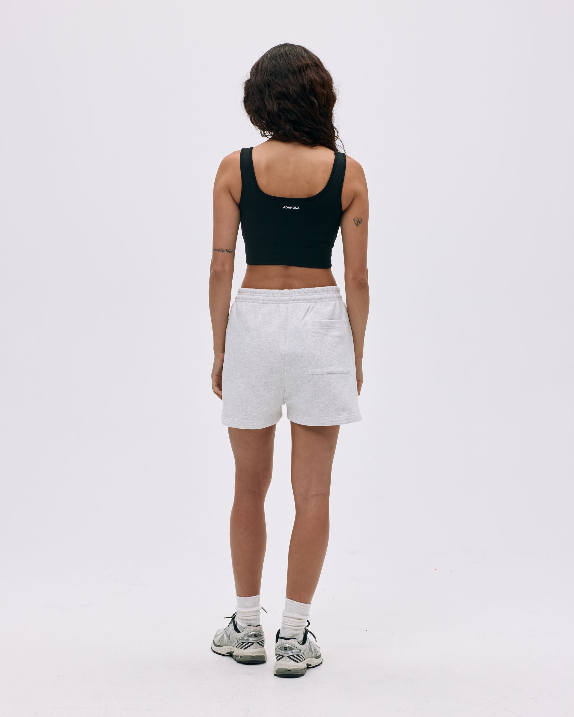 Varsity Sweat Shorts for Men & Women - Light Grey Melange/Black - Comfortable Athletic Shorts for Running, Gym, and Casual Wear