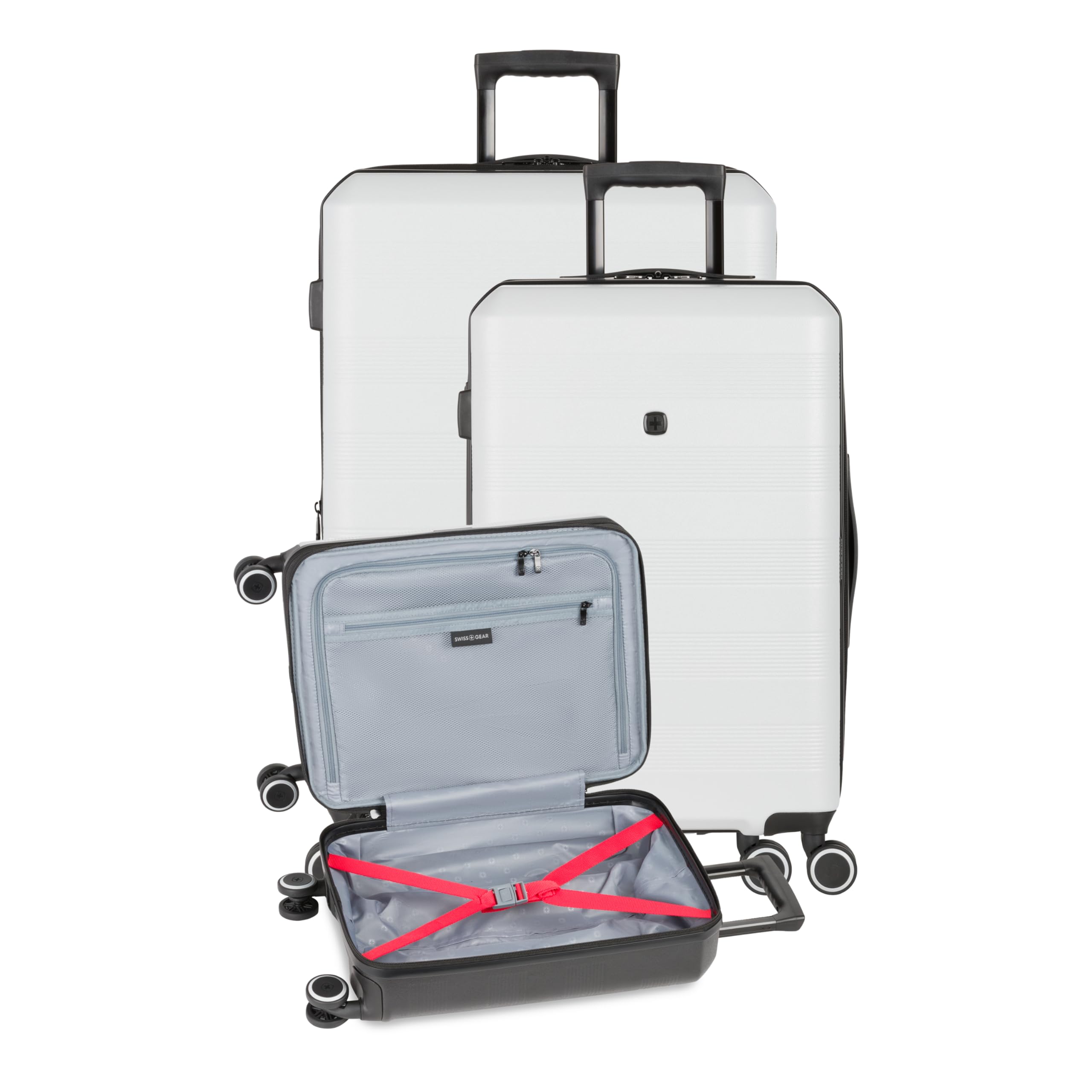 SwissGear Duet Hardside Expandable Luggage Set with 360° Spinner Wheels (3-Piece, 19/24/28 Inch) - Lightweight Grey/Black Suitcase for Travel | Perfect for Business Trips, Vacations & International Travel