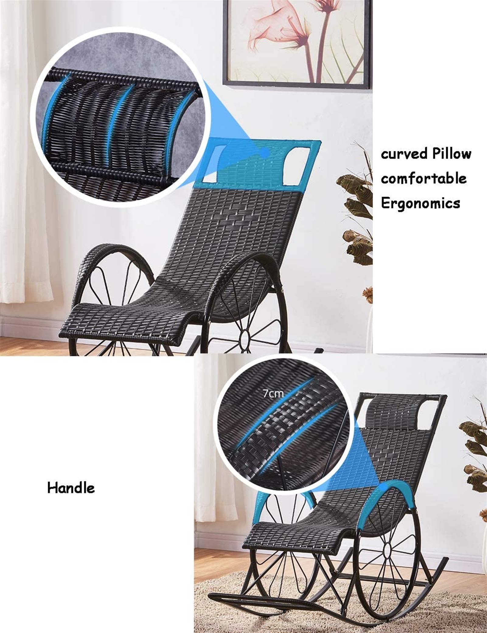 Lightweight Rocking Sun Lounger Chair with Footrest & Headrest - Portable Reclining Outdoor Chair for Garden, Patio, Lawn, Deck & Beach - Perfect for Sunbathing, Relaxing & Poolside Lounging