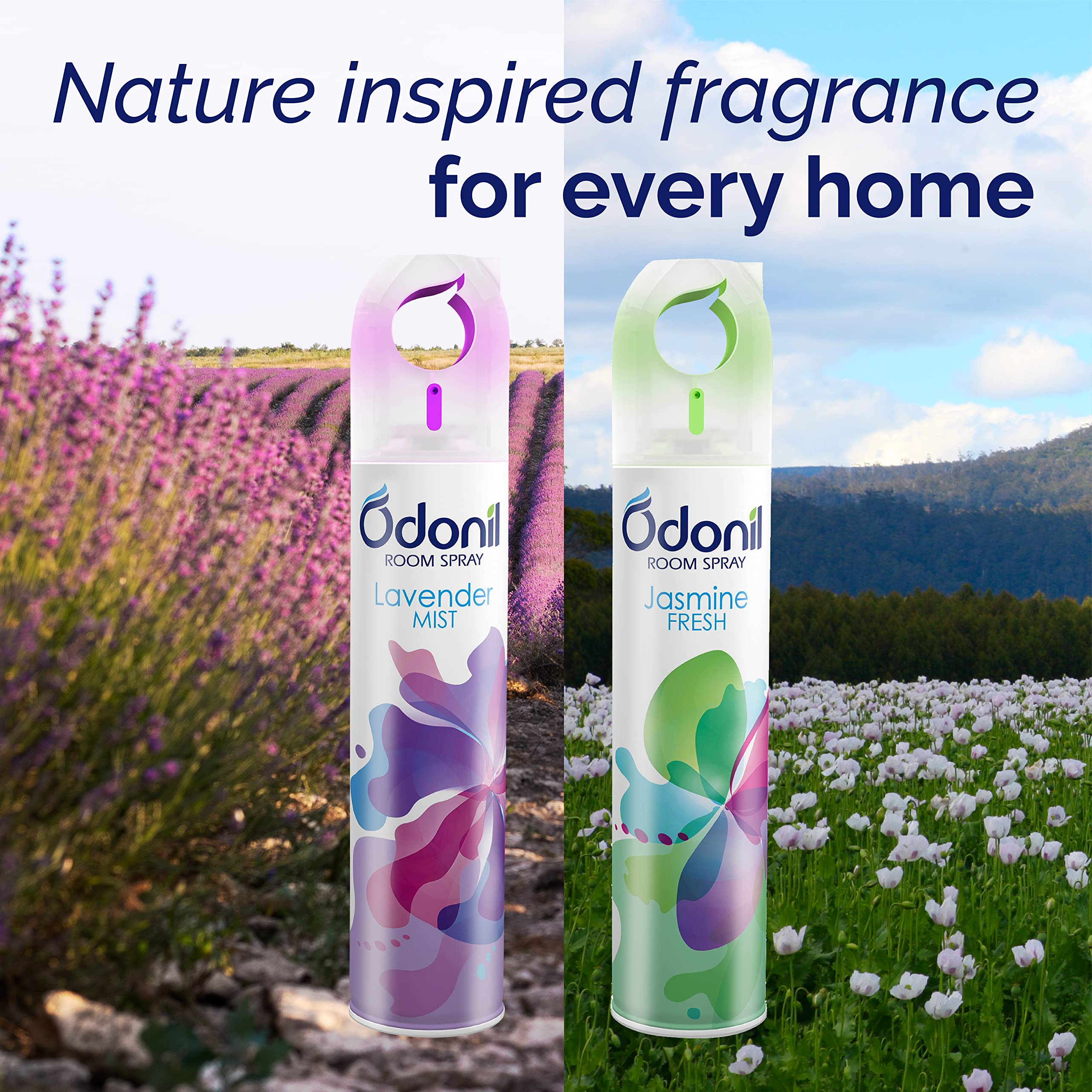 Odonil Air Freshener Room Spray - 440ml Combo Pack of 2 (220ml Each) | Lavender & Jasmine Fragrance | Natural Home & Office Deodorizer | Long-Lasting Freshness | Perfect for Living Rooms, Bedrooms, Bathrooms & Workspaces