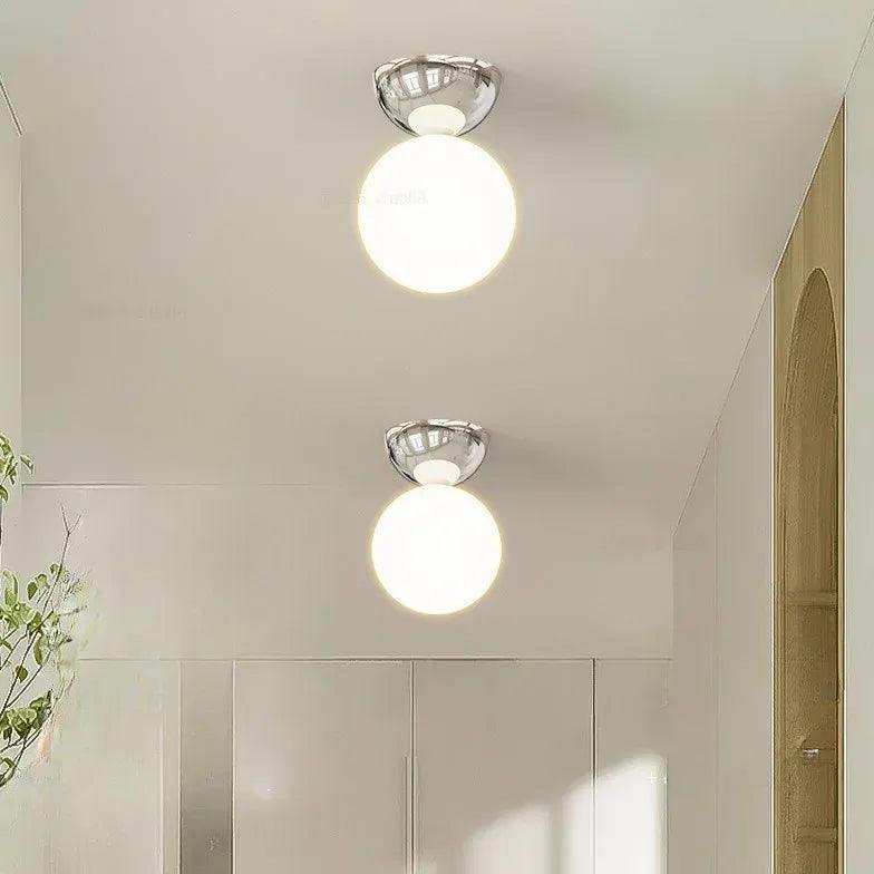 Modern Spherical Glossy Ceiling Light Fixture - LED Hallway Lighting for Home, Bedroom, Living Room & Entryway Decor
