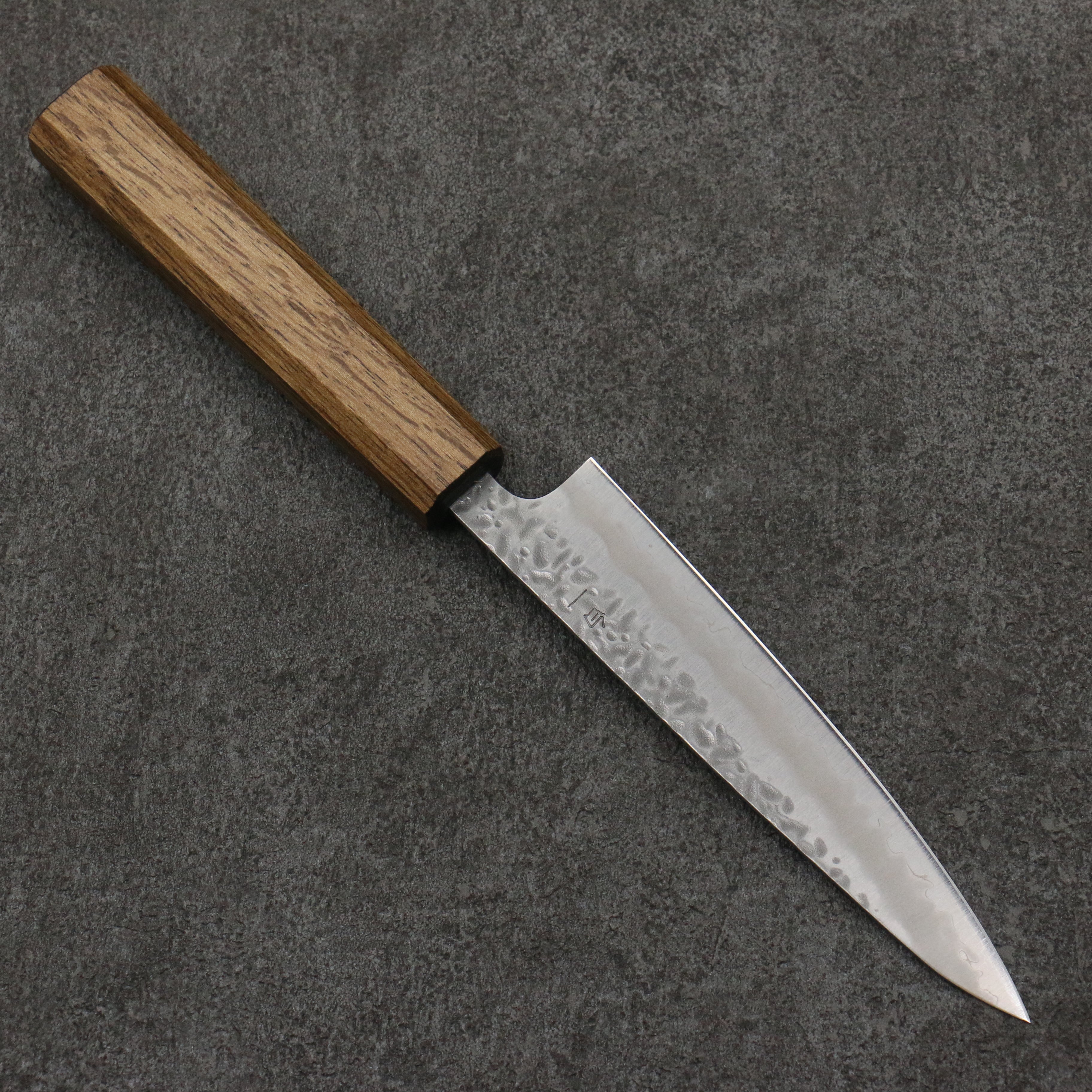 Oul White Steel No.1 Hammered Petty Utility Knife 135mm with Oak Handle - Perfect for Home Cooking, Slicing, and Precision Cutting