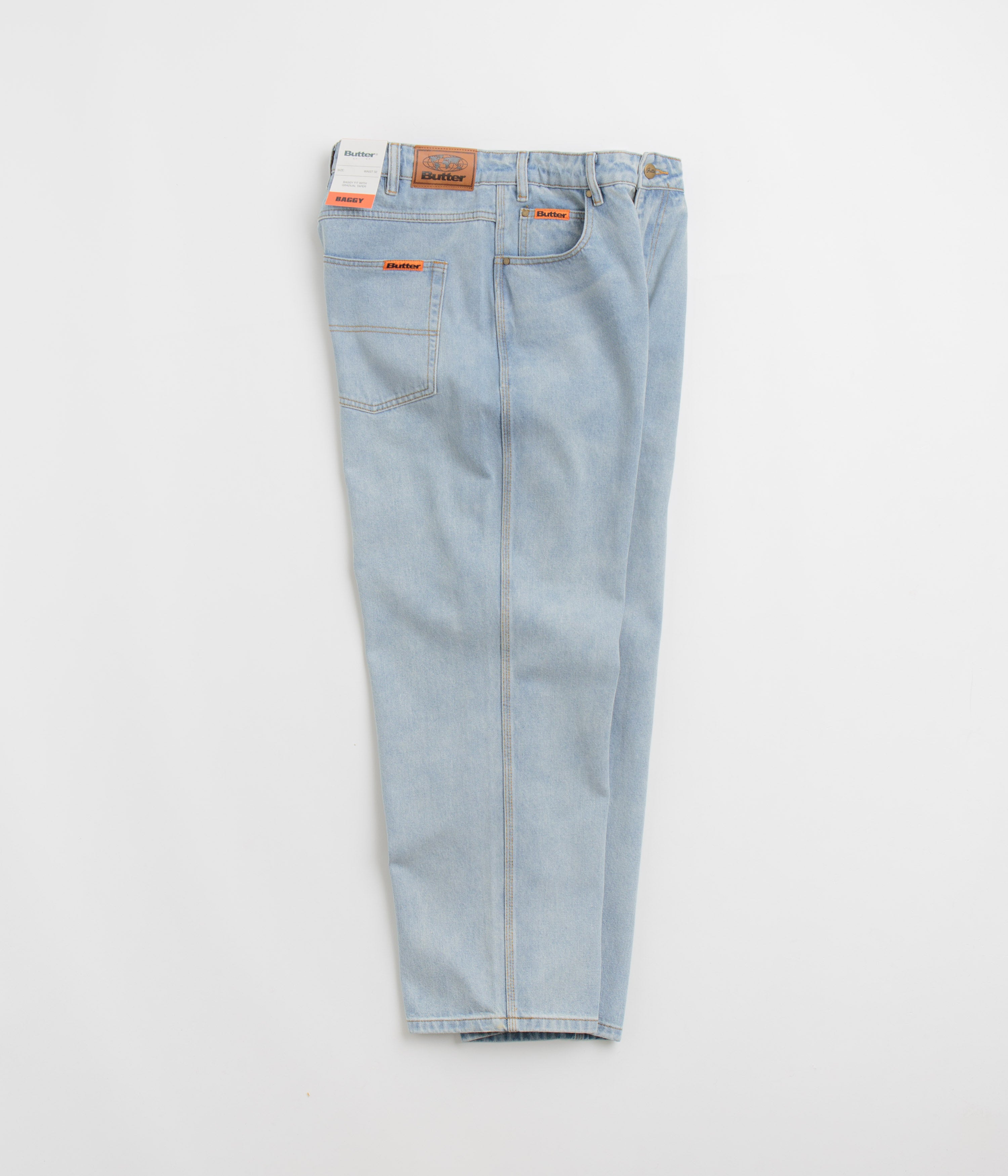 Butter Goods Relaxed Fit Baggy Jeans for Men - Light Blue & Blue Denim | Casual Streetwear, Hip Hop Fashion, Everyday Wear