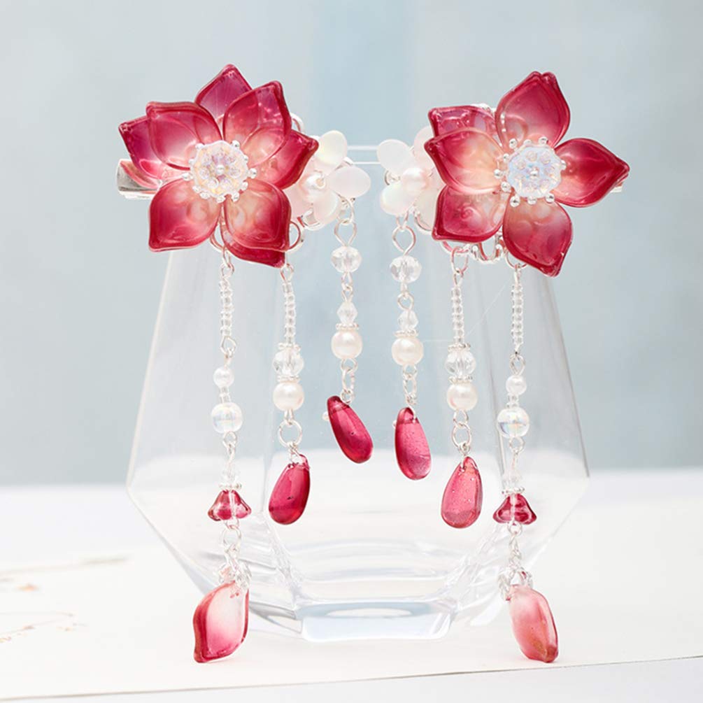 Beaupretty Flower Hair Clips for Hanfu & Tassel Hairpins - Wedding & Cosplay
