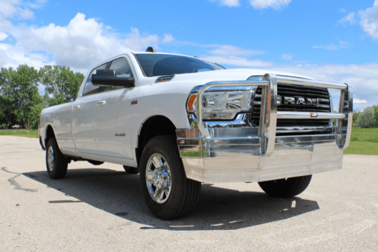 Aluminum Front Bumper for Dodge Ram 5500 (2012-2018) with Round Fog Light Cutouts - Heavy Duty Truck Bumper Replacement for Off-Road & Towing