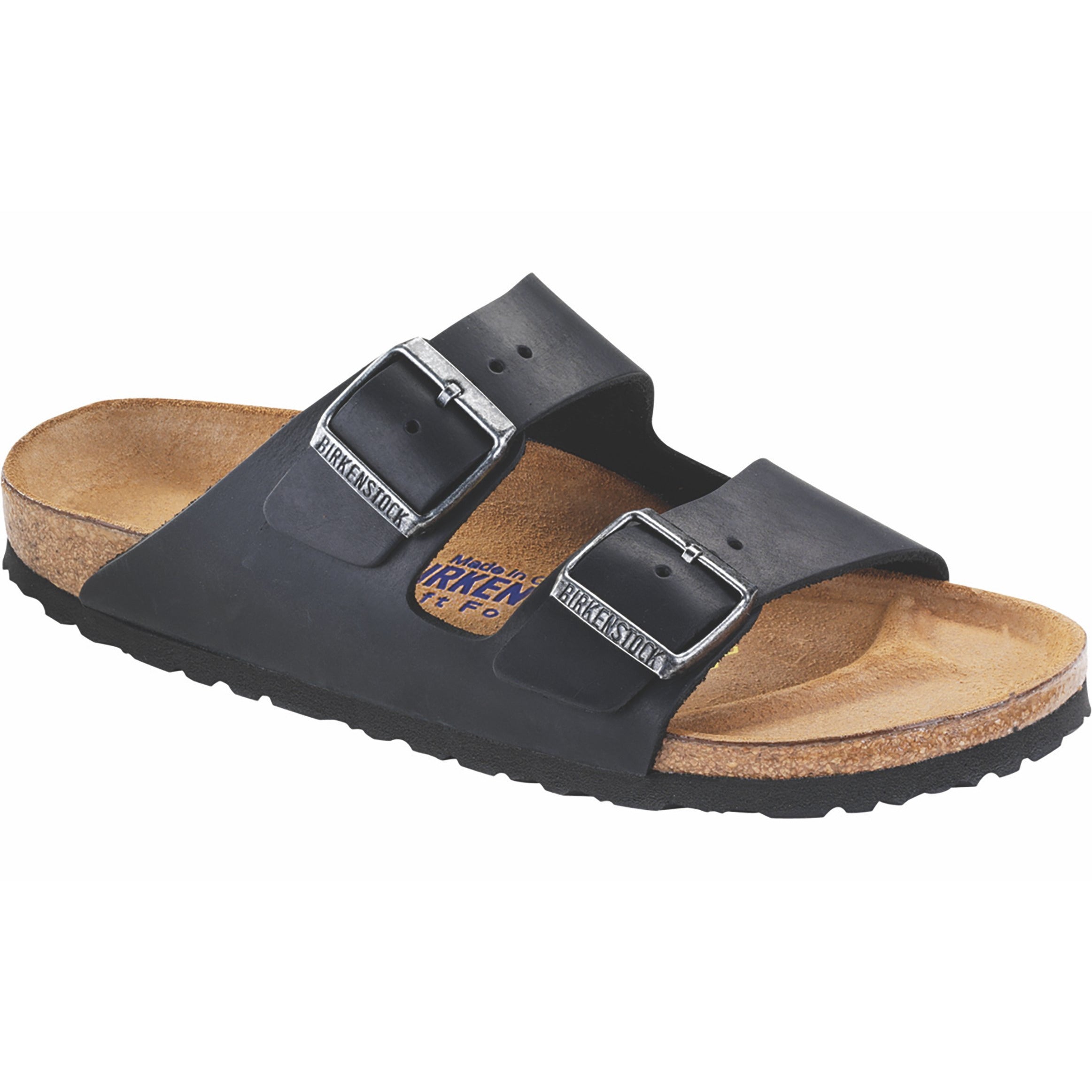 Birkenstock Arizona Oiled Leather Soft Footbed Sandals for Women & Men - Comfortable Black Leather Sandals for Walking, Travel & Everyday Wear