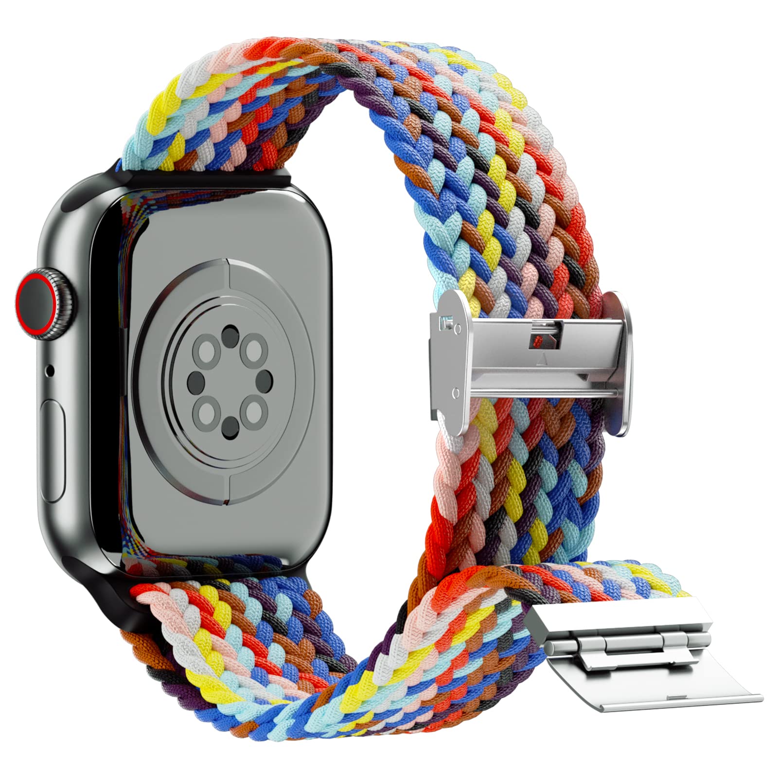 Braided Nylon Apple Watch Bands for Series 9/8/7/6/5/4/3/2/SE/Ultra/Ultra 2 - Adjustable Breathable Strap for 38mm 40mm 41mm 42mm 44mm 45mm 49mm - Comfortable Replacement Wristband for Men & Women | Perfect for Workouts, Running & Daily Wear