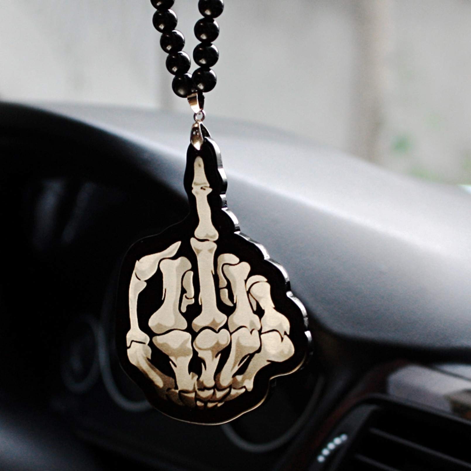 FJKWLC Car Rear View Mirror Pendant - Acrylic Skeleton Hand Bones Charm Hanging Ornament for Mirror Trim - Perfect Car Accessory Gift for Halloween & Gothic Style Lovers