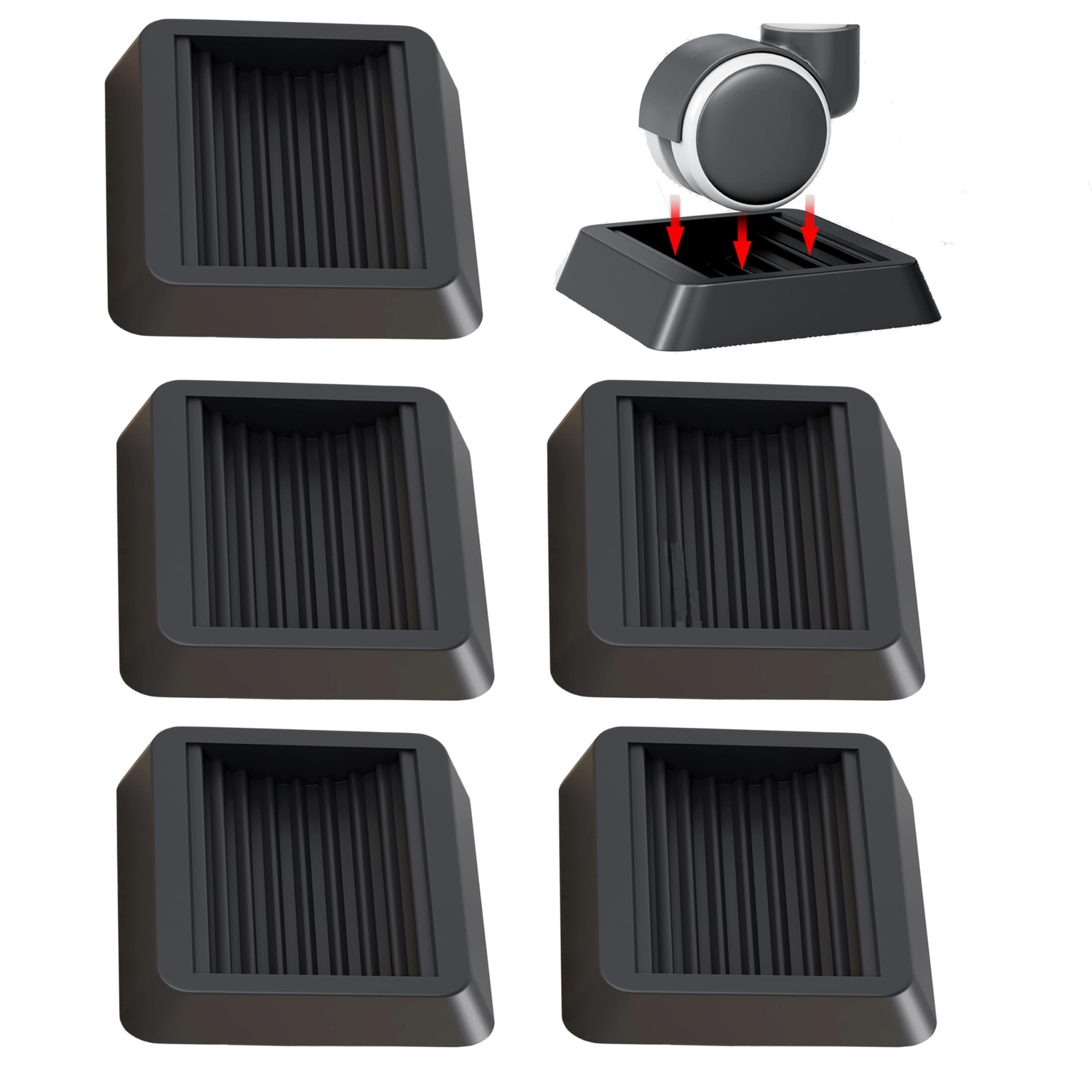 Non-Slip Furniture Caster Cups - Heavy Duty Floor Protectors for Sofas, Beds, Chairs - Set of 6 - Prevent Scratches & Noise on Hardwood Floors & Carpets