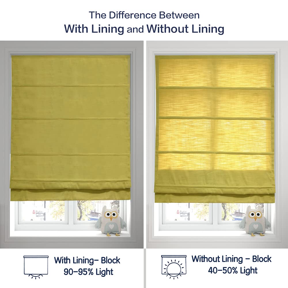LANTIME Cordless Roman Shades Window Blinds - Custom Blackout Yellow Fabric Shades for Windows & Doors | Elegant Home Decor, Perfect for Living Room & Bedroom Privacy