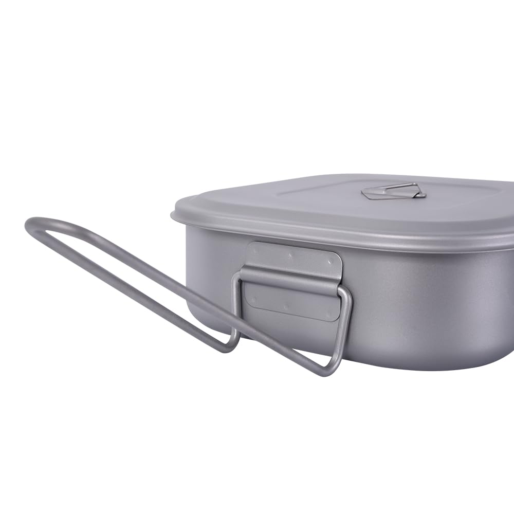 Premium Titanium Lunch Box - Lightweight & Durable Camping Bento Box with Foldable Handle & Secure Lid - Perfect for Outdoor Cooking, Camping, Hiking, Backpacking & Picnics - Ideal for Meal Prep, Office Lunch & Travel Food Storage