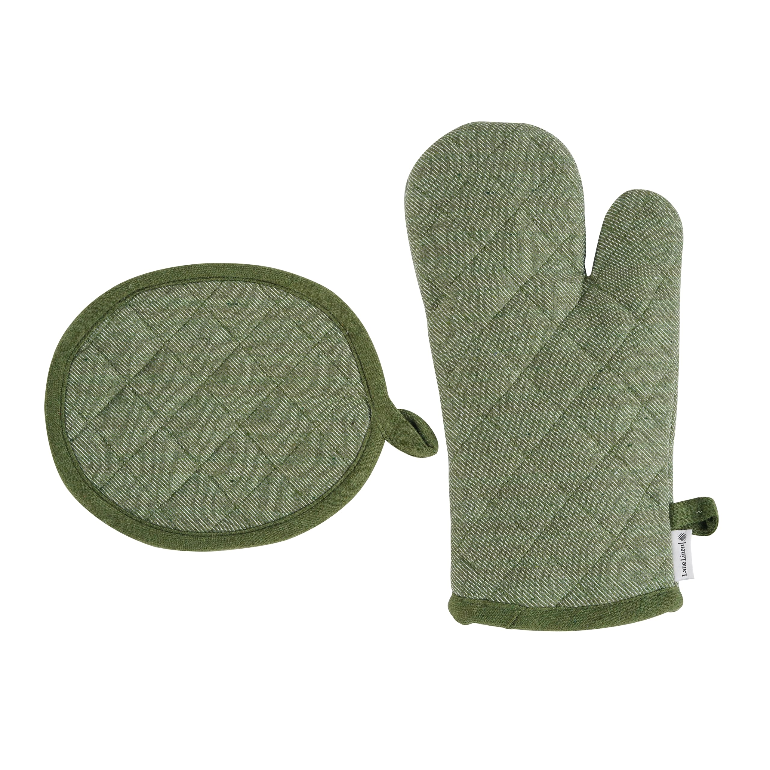 LANE LINEN 20-Piece Dish Towel Set - 100% Cotton Kitchen Towels, Heat Resistant Oven Mitts & Pot Holders (350°F) - Olive Green - Perfect for Dishwashing, Cooking & Baking