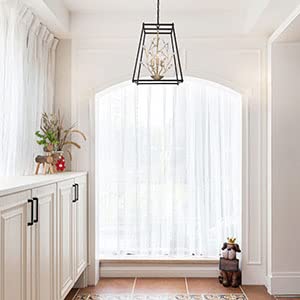 Modern Black & Gold Crystal Chandelier - Adjustable Farmhouse Pendant Light for Bedroom, Dining Room, Foyer, Kitchen Island (15