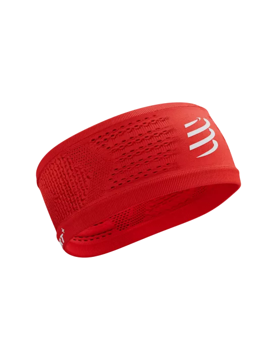 Compressport Unisex Headband On/Off - Sweat Absorbing Sports Headband for Running, Cycling & Workouts - Red