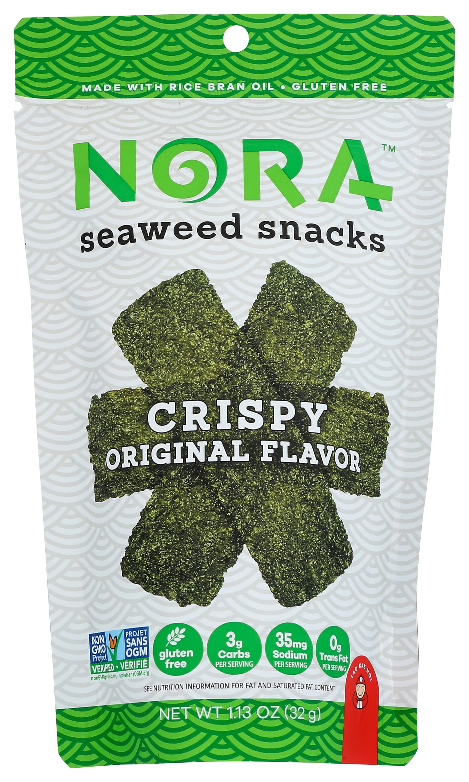 Organic Crispy Seaweed Snacks - Original Flavor, Gluten Free, Non-GMO, Vegan, 1.13oz (12 Pack) | Healthy Keto Snack for On-the-Go, Office, School & Travel
